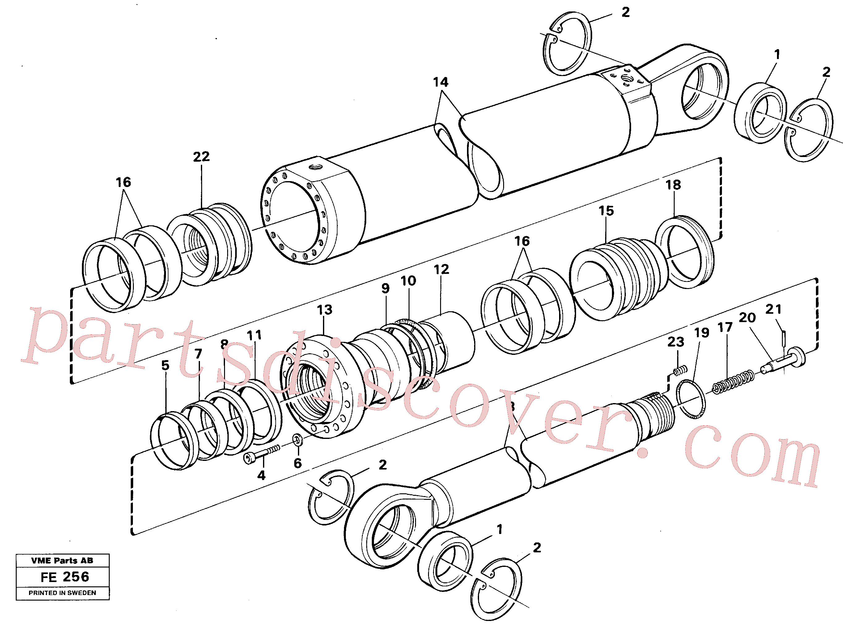 VOE14252332 for Volvo Dipper cylinder, front shovel, Dipper cylinder, Mass Excavation, Dipper cylinder, backhoe dipper(FE256 assembly)