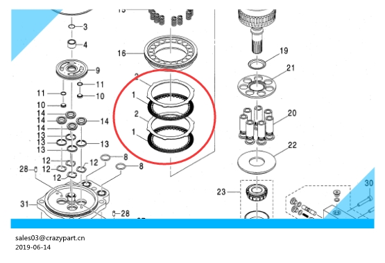 0443501 0443502 plate swing motor parts