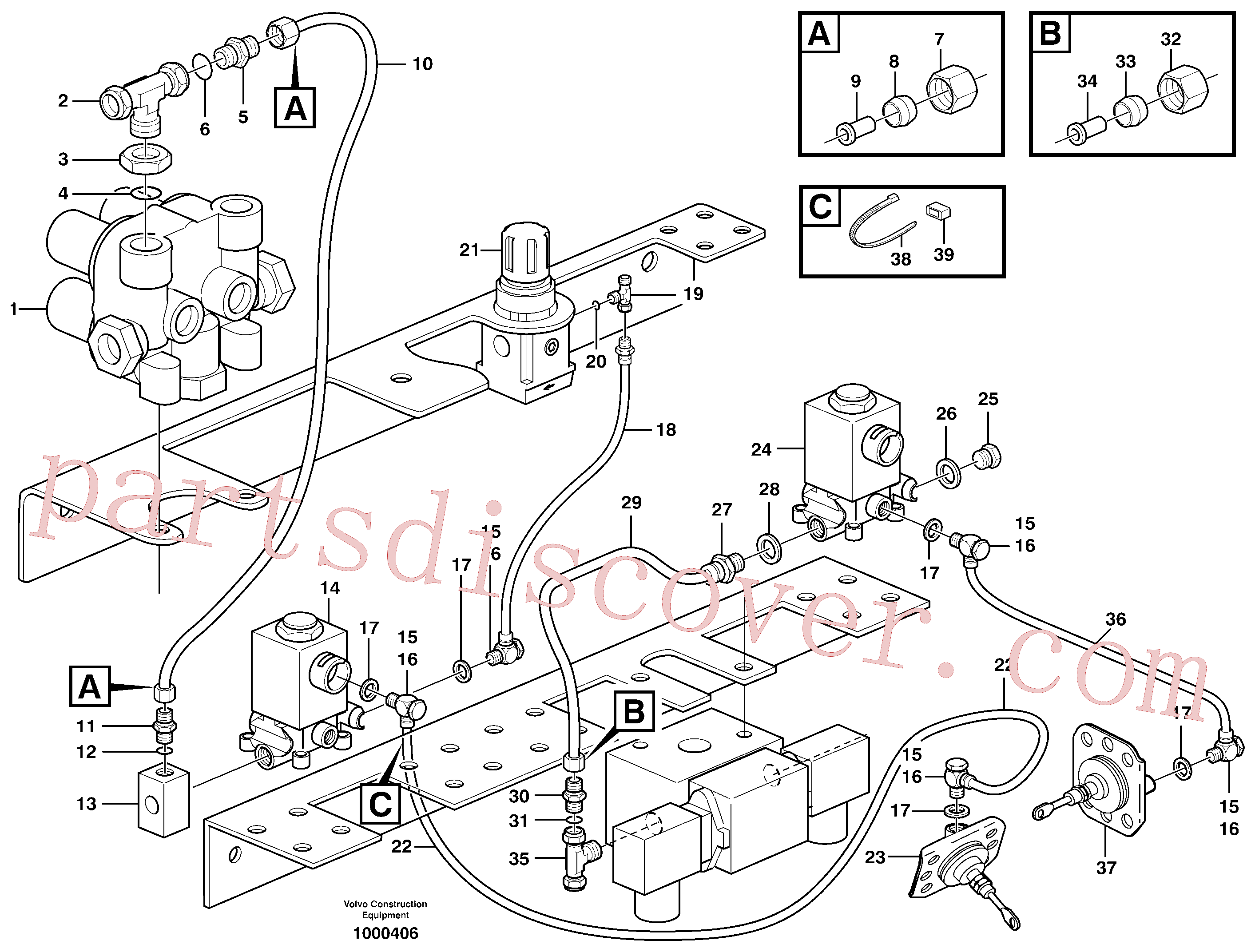 VOE957178 for Volvo Pneumatic system, diff lock, cab(1000406 assembly)