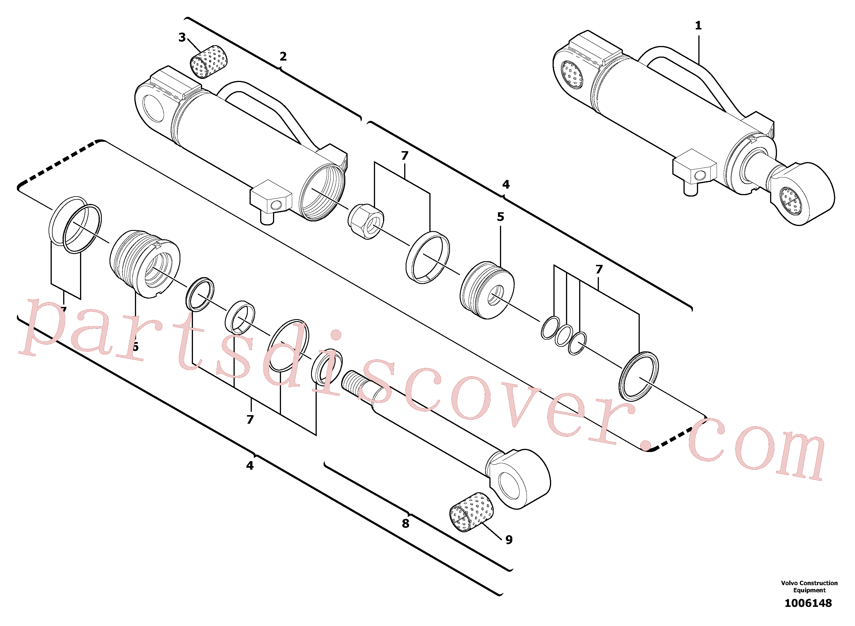 VOE11988473 for Volvo Dozer blade cylinder(1006148 assembly)