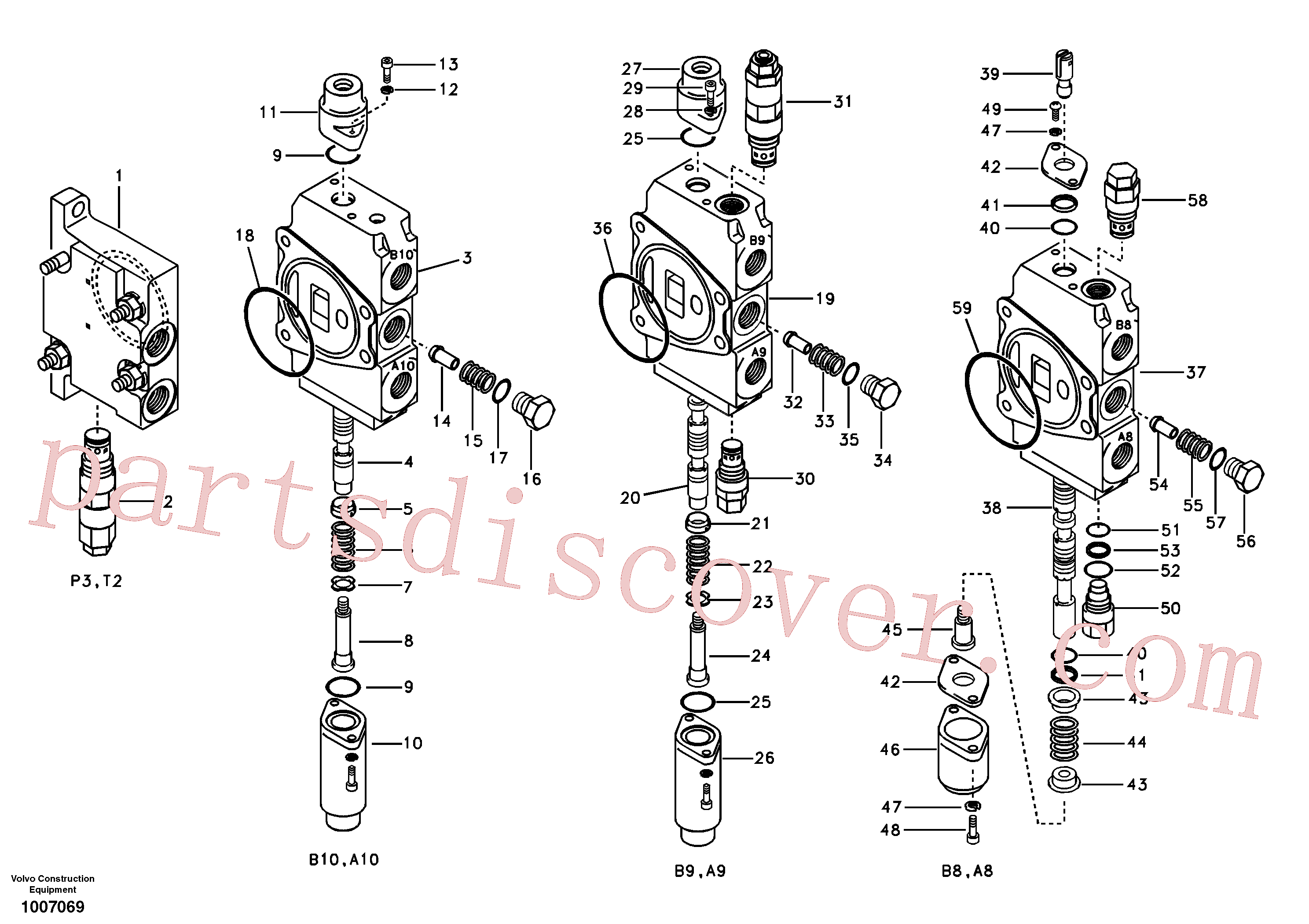 SA7251-30511 for Volvo Main control valve, inlet and boom and boom swing(1007069 assembly)