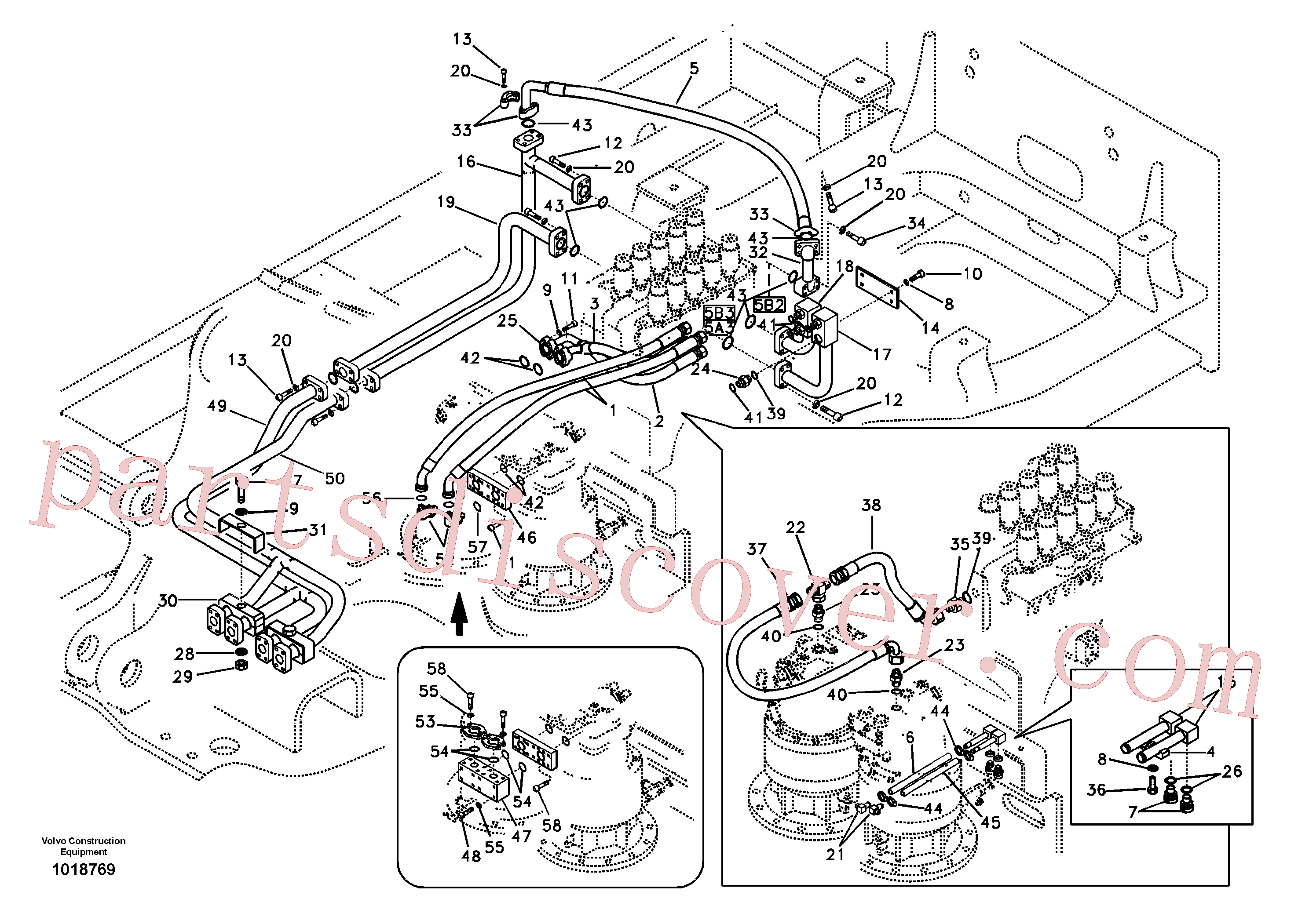 SA9412-11210 for Volvo Hydraulic system, control valve to boom and swing(1018769 assembly)