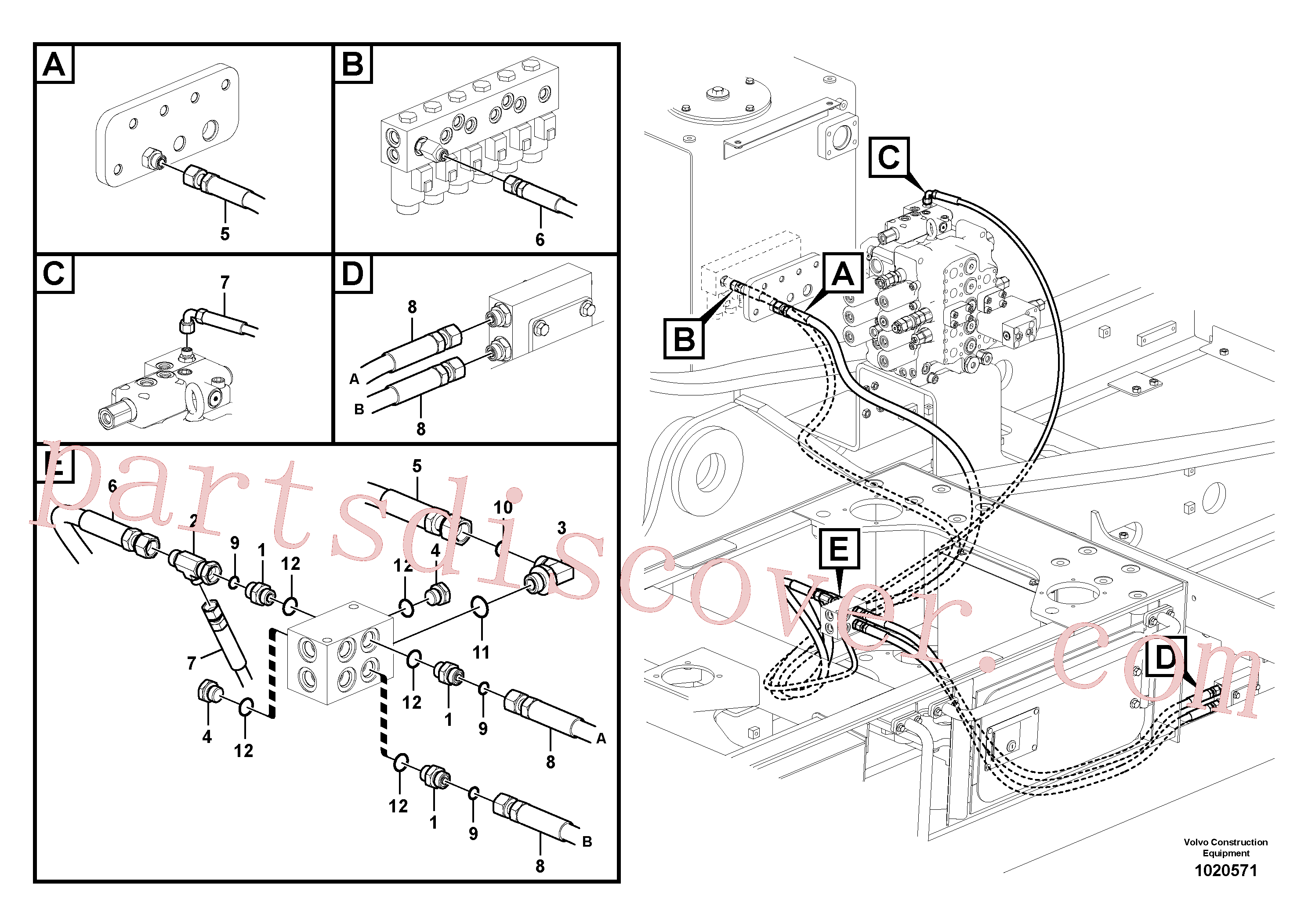 VOE937417 for Volvo Servo system, control valve to remote control valve pedal(1020571 assembly)
