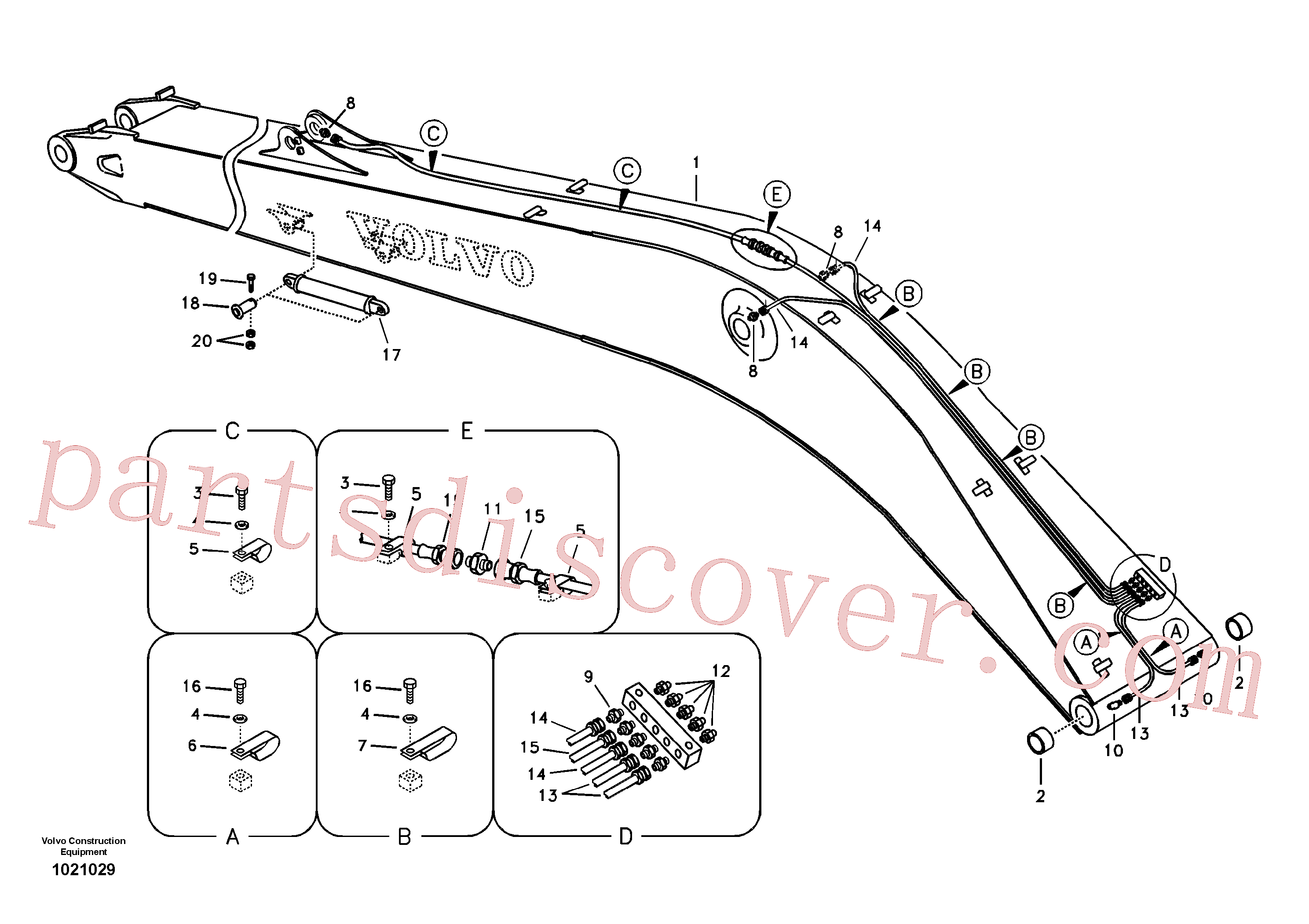 SA9413-43020 for Volvo Boom and grease piping, long reach(1021029 assembly)