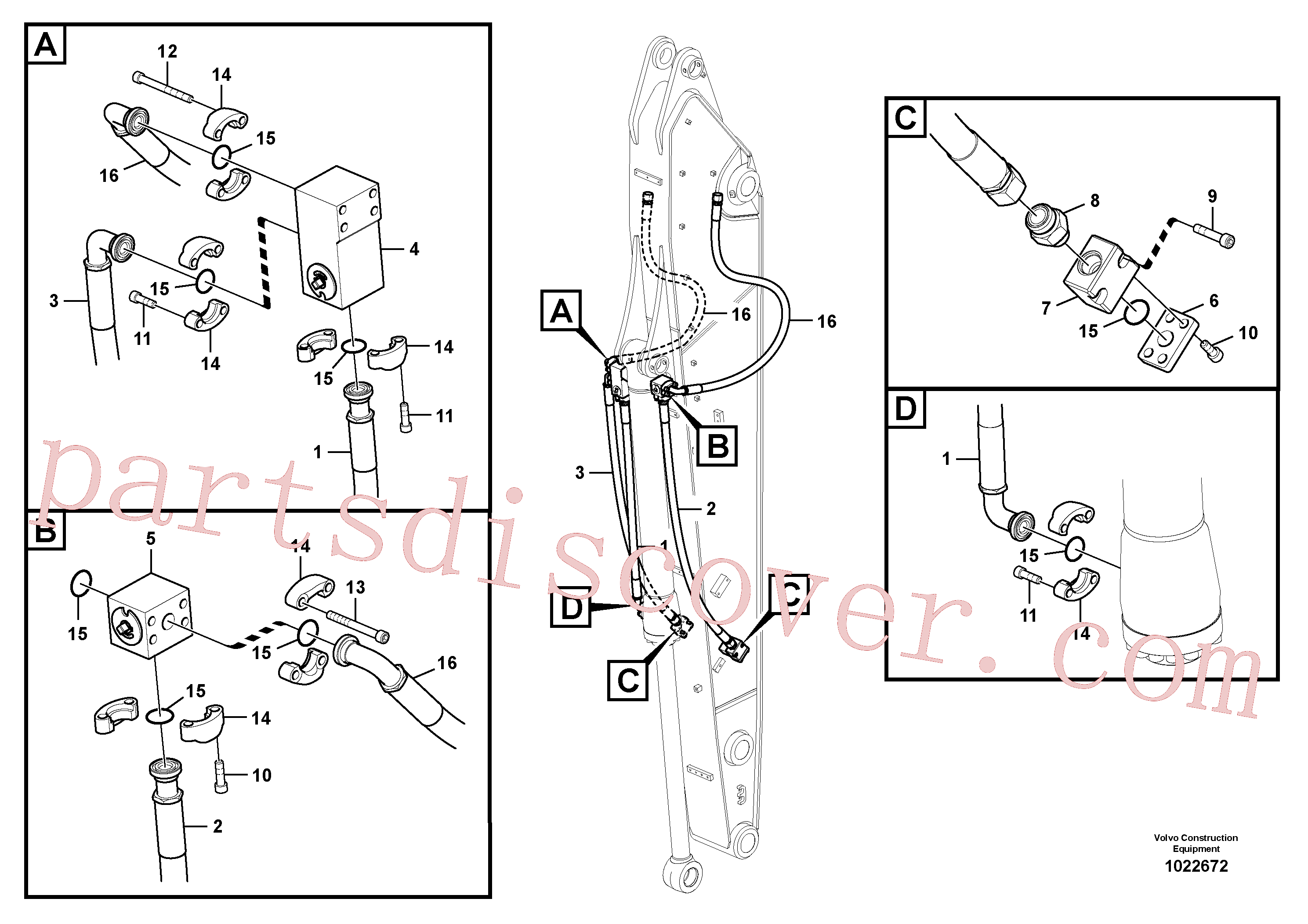 VOE14714011 for Volvo Working hydraulics, bucket cylinder grab(1022672 assembly)