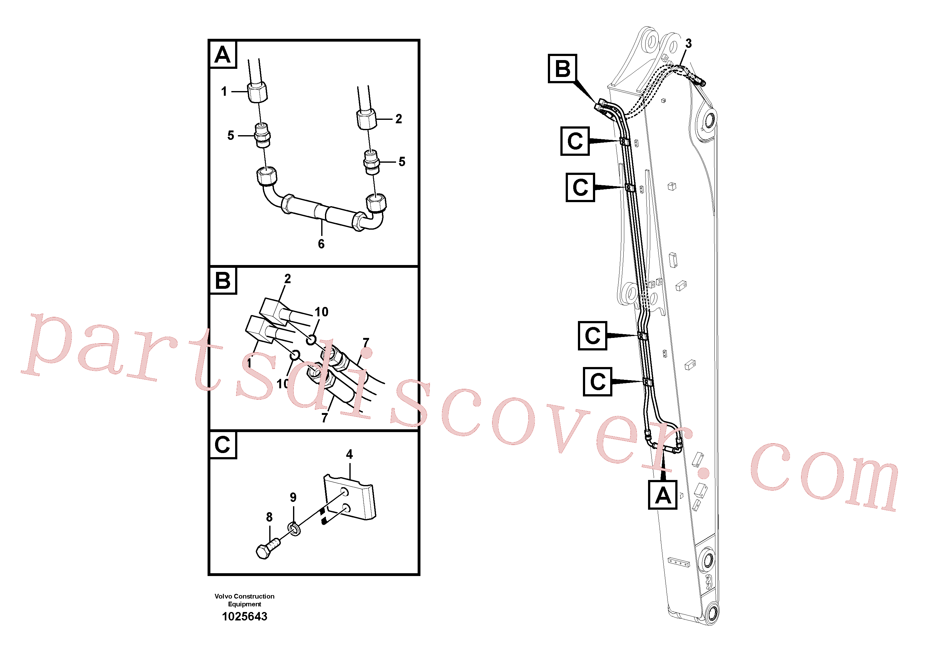 VOE14677409 for Volvo Working hydraulic, slope and rotator on dipper arm(1025643 assembly)
