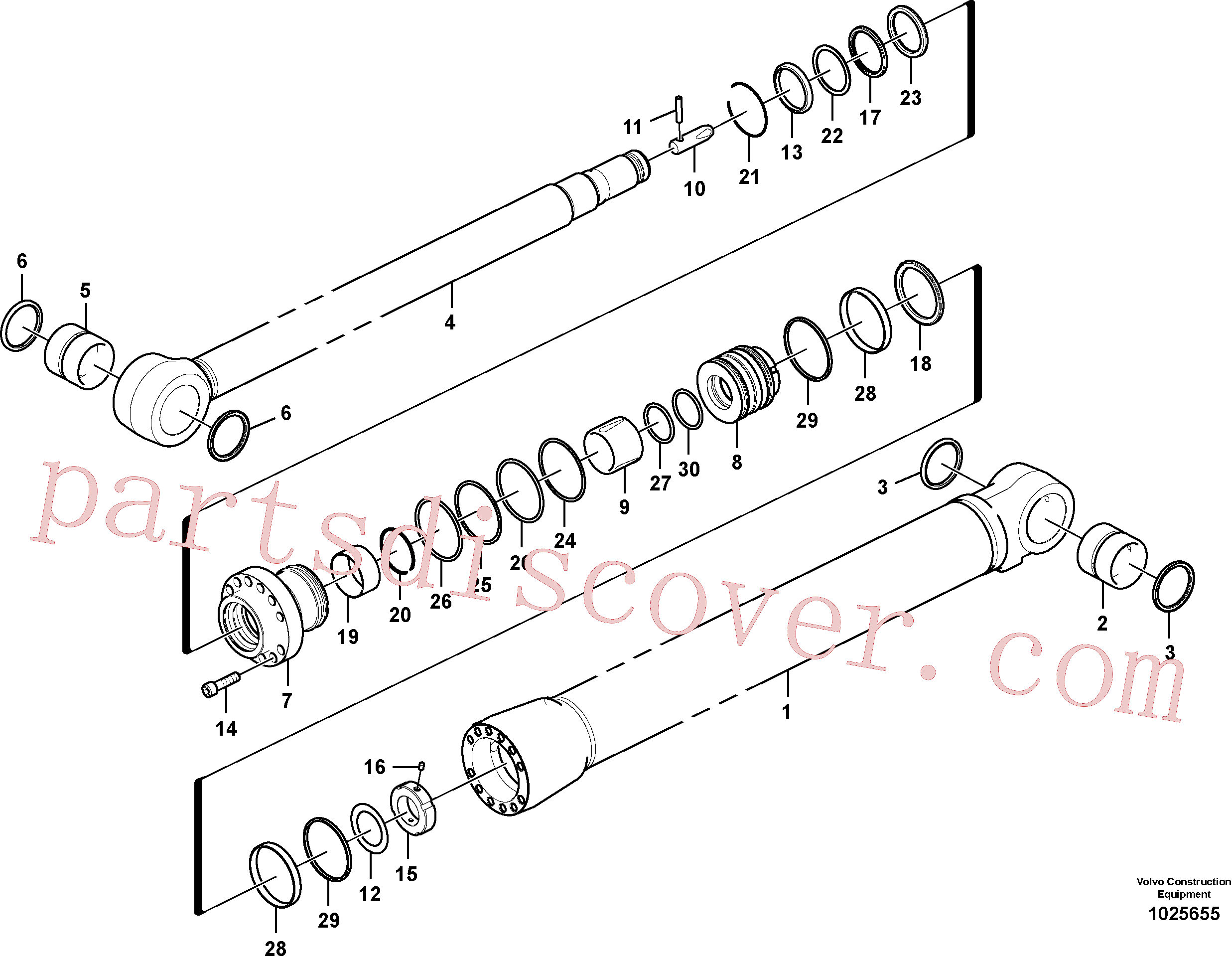 VOE14589537 for Volvo Dipper arm cylinder(1025655 assembly)