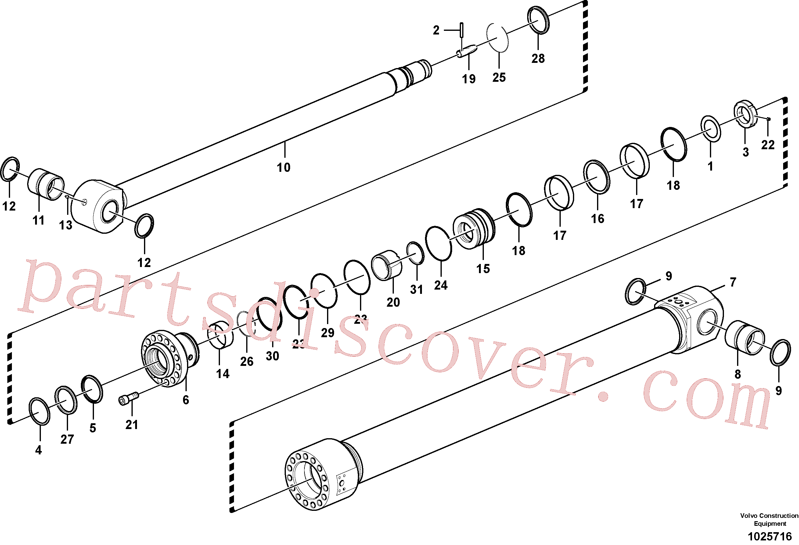 SA1146-03190 for Volvo Dipper arm cylinder(1025716 assembly)