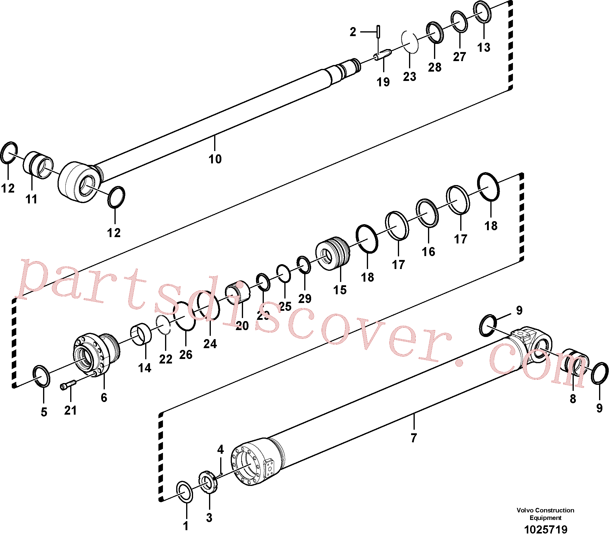 VOE14530667 for Volvo Dipper arm cylinder(1025719 assembly)