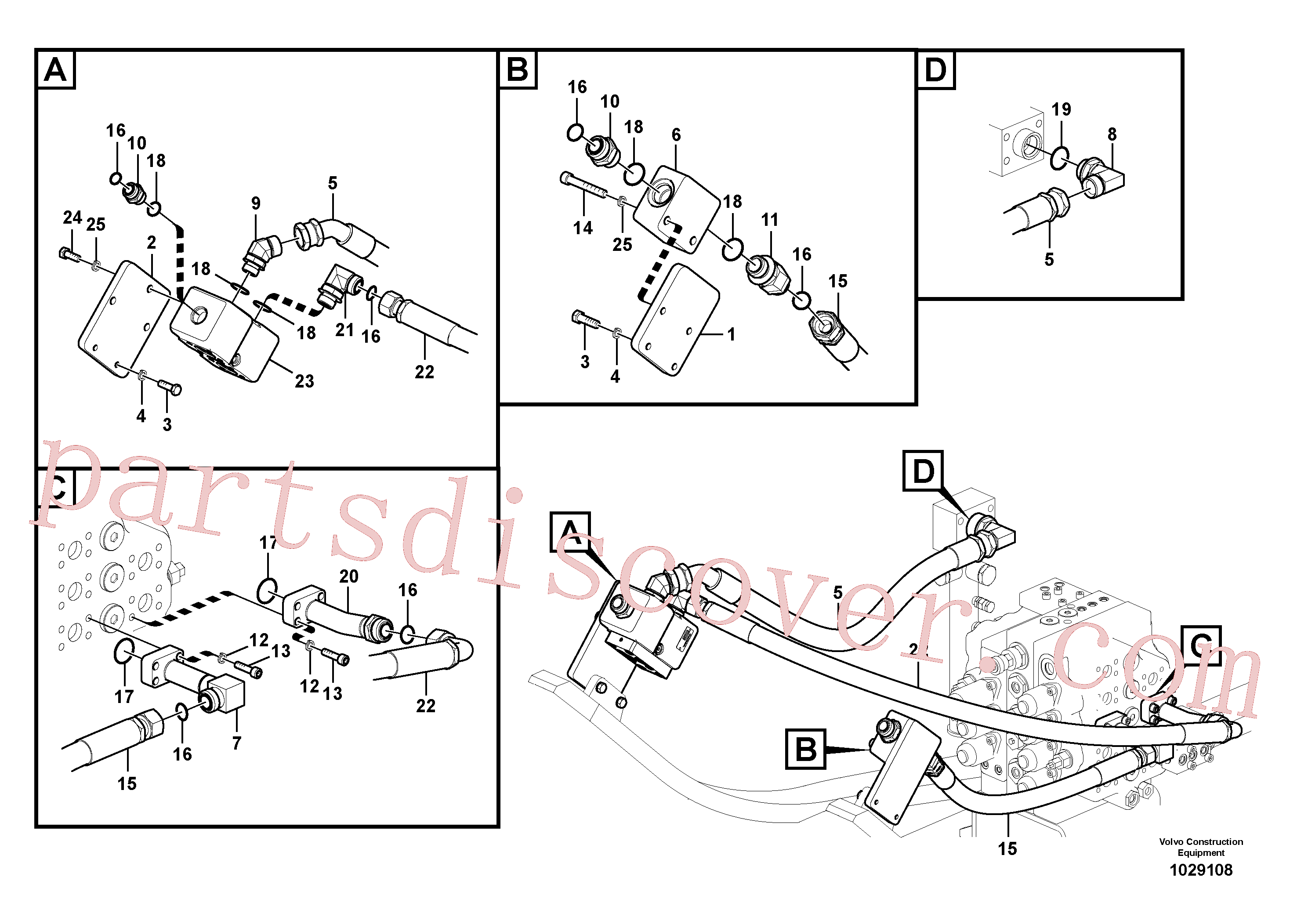 VOE14511107 for Volvo Working hydraulic, hammer and shear for upper(1029108 assembly)