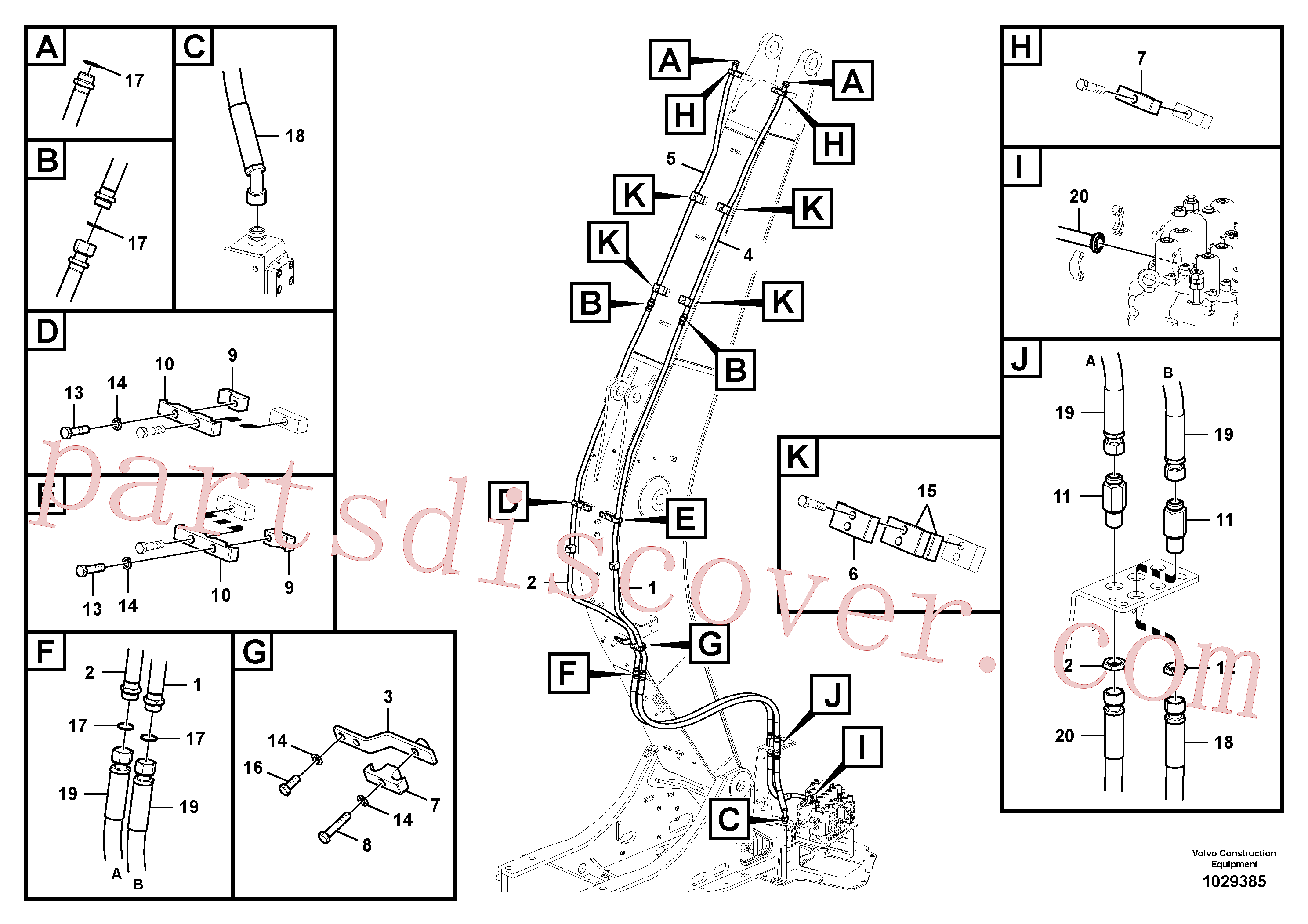 VOE14882083 for Volvo Working hydraulic, hammer and shear for boom(1029385 assembly)