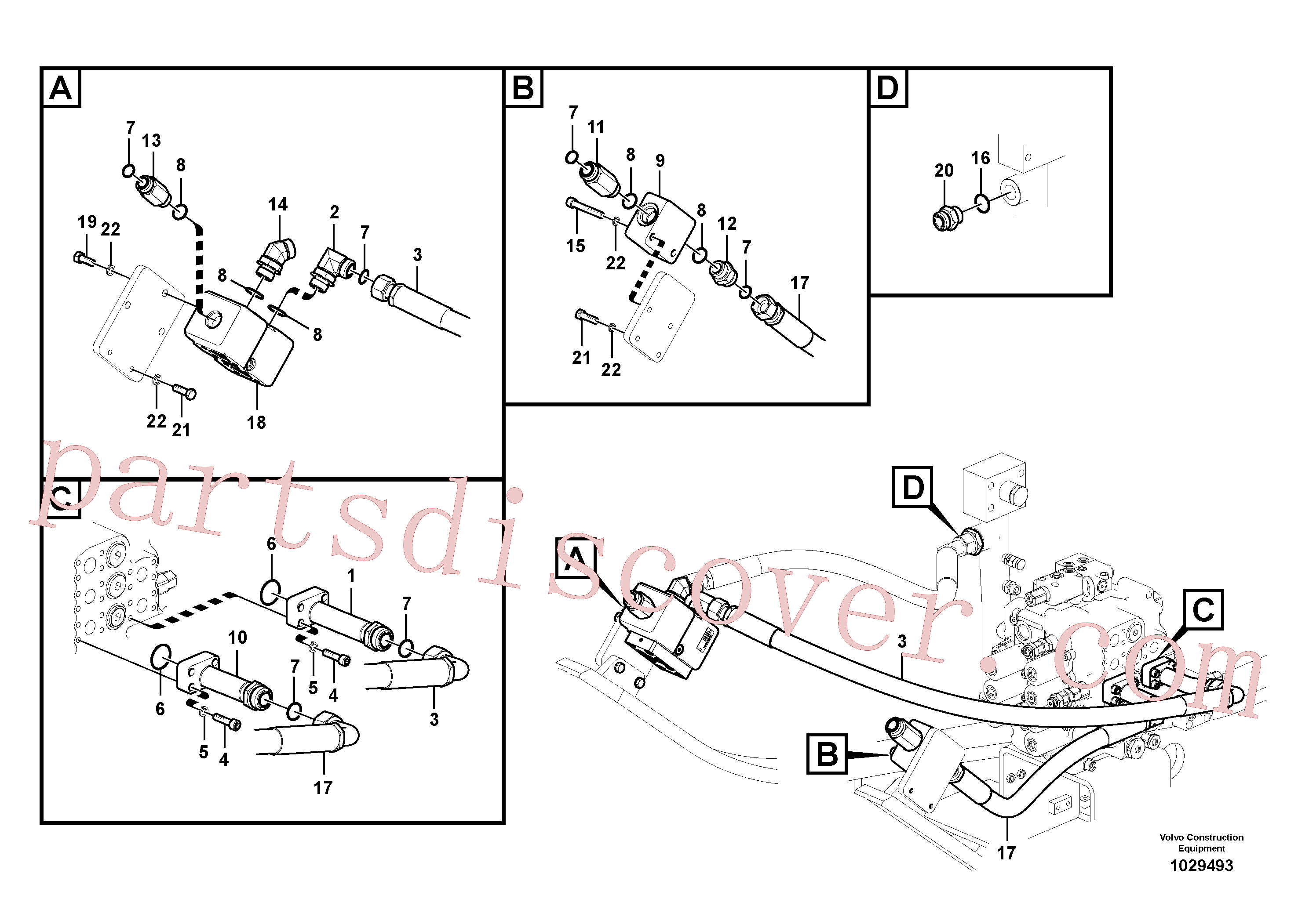 SA9412-11210 for Volvo Working hydraulic, hammer and shear for upper(1029493 assembly)