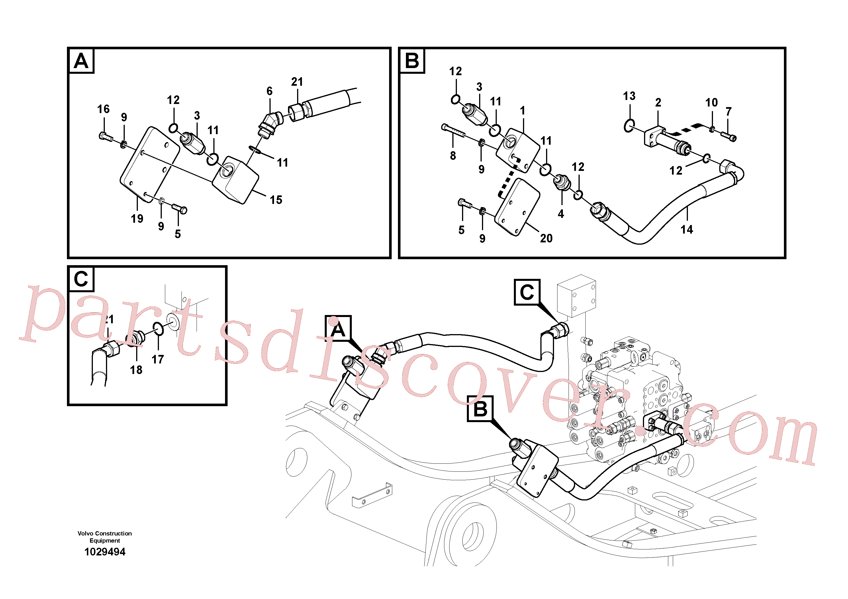 SA9412-11210 for Volvo Working hydraulic, hammer and shear for upper(1029494 assembly)