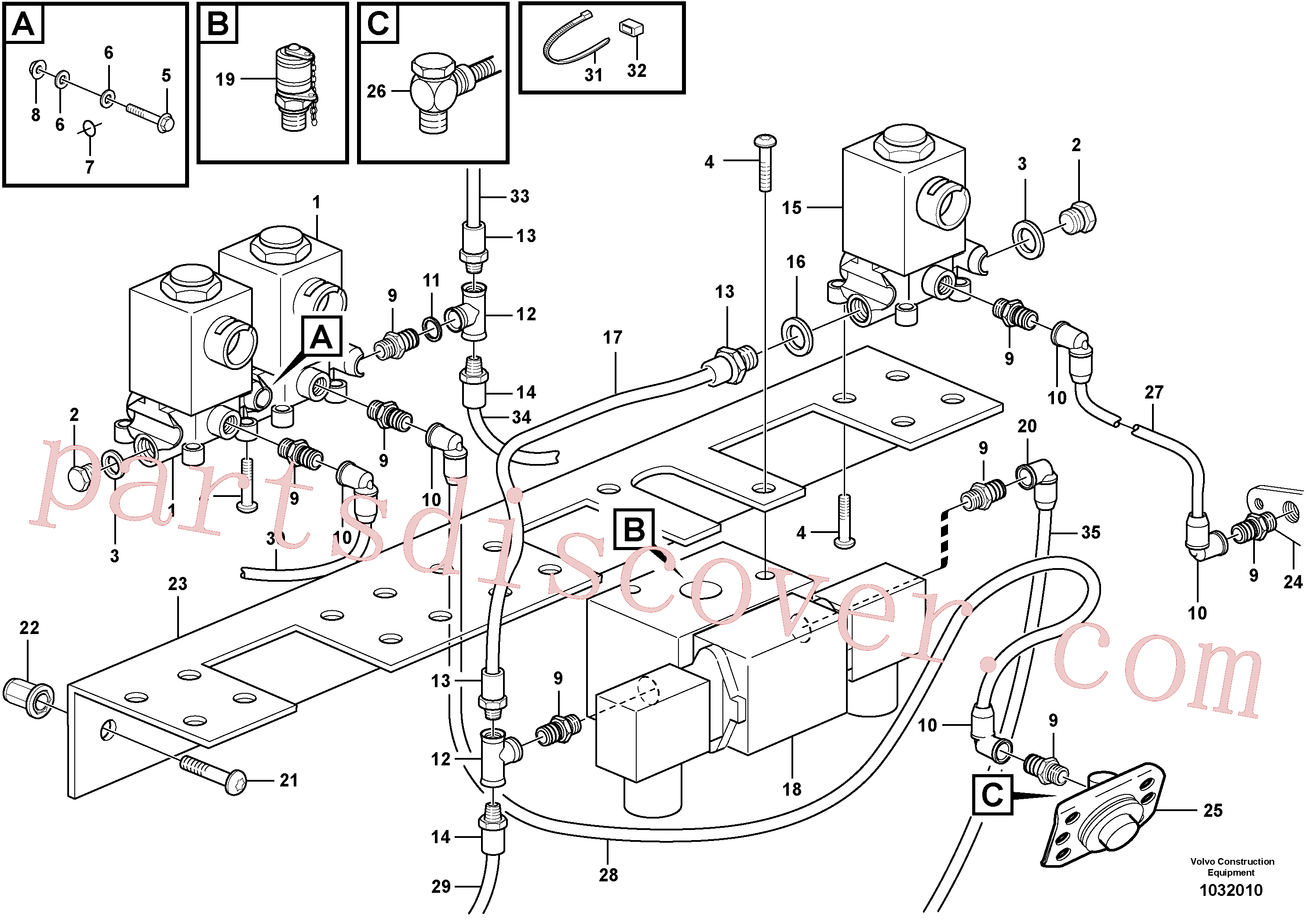 VOE957178 for Volvo Pneumatic system, diff lock, cab(1032010 assembly)