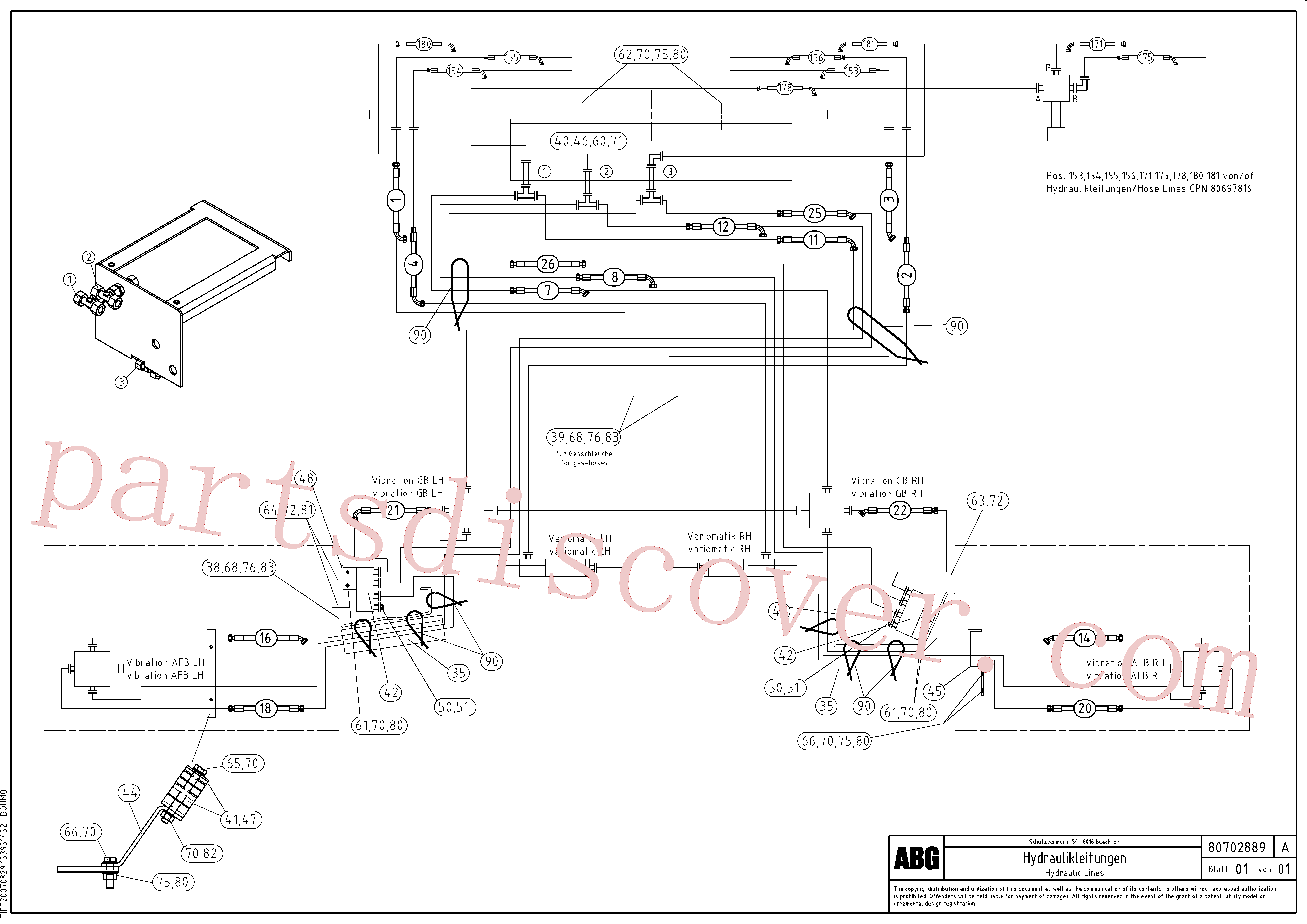 RM96712781 for Volvo Hose Lines on basic and extendable screeds(1047223 assembly)