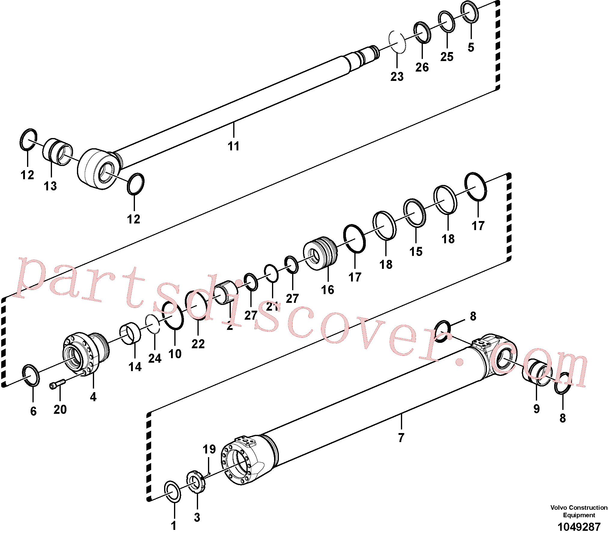 VOE14530667 for Volvo Boom cylinder(1049287 assembly)