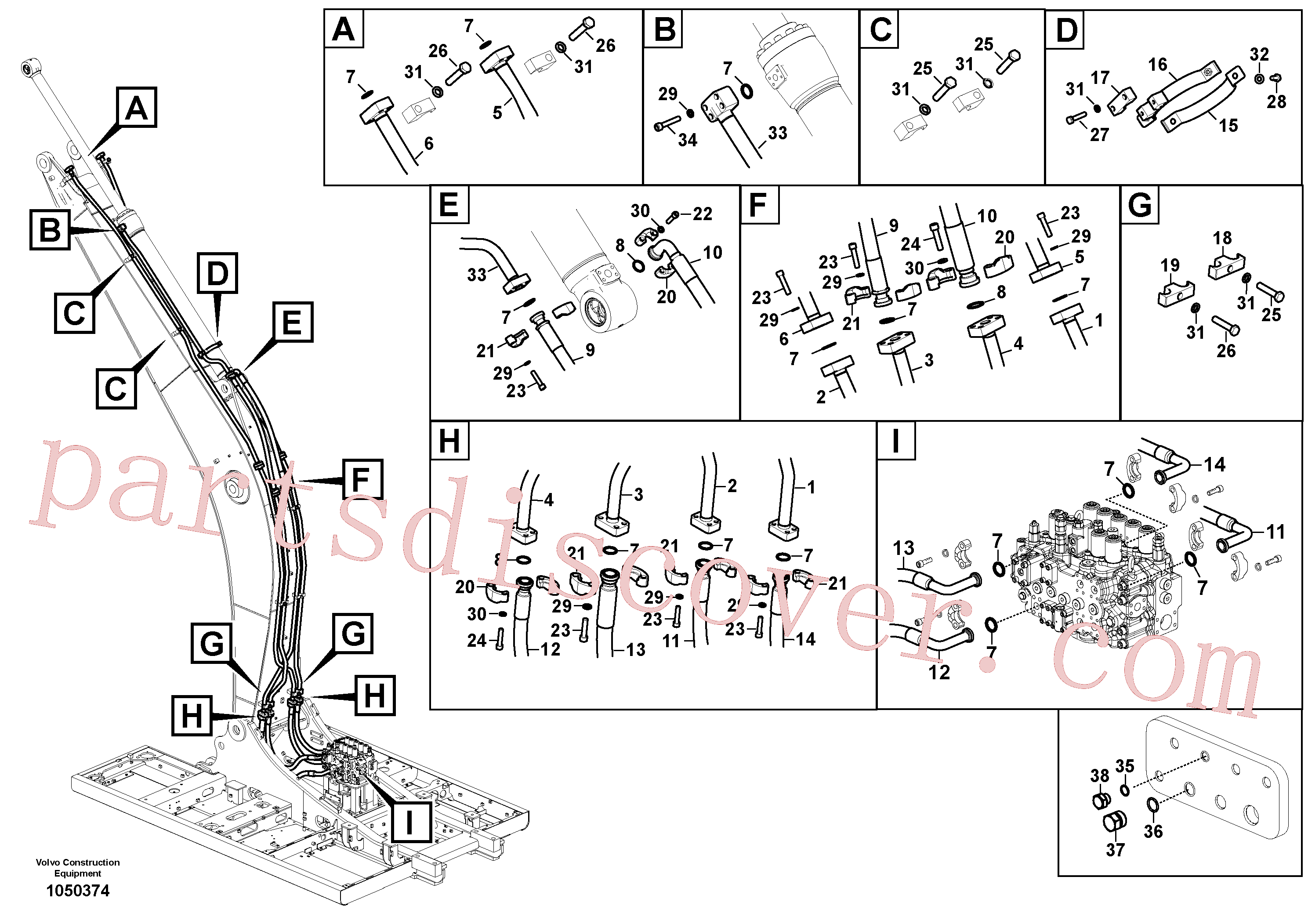 VOE14659145 for Volvo Working hydraulic, dipper arm cylinder on boom.(1050374 assembly)