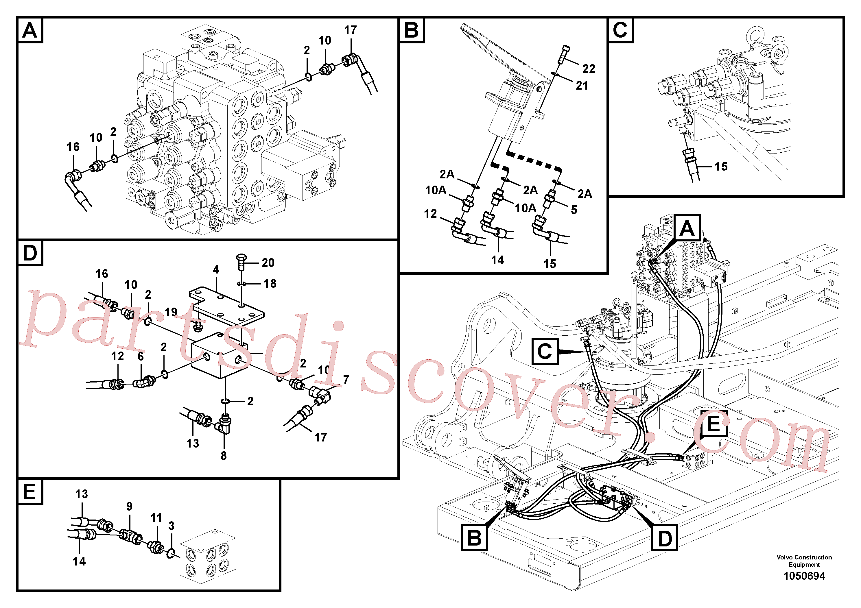 SA9453-02252 for Volvo Servo system, control valve to remote control valve pedal(1050694 assembly)