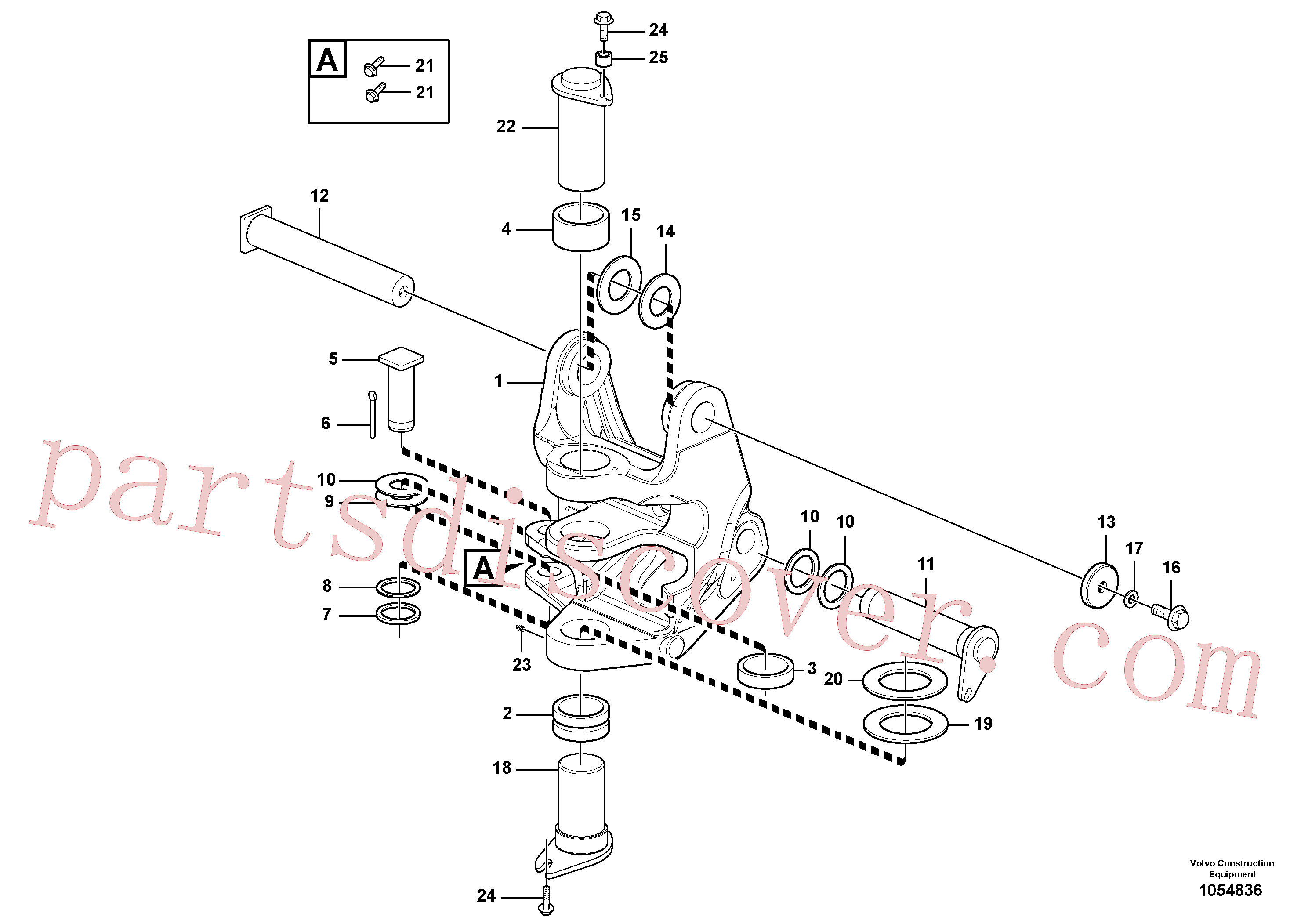 VOE15637509 for Volvo Pivot pin, Slewing post and swing bearing(1054836 assembly)