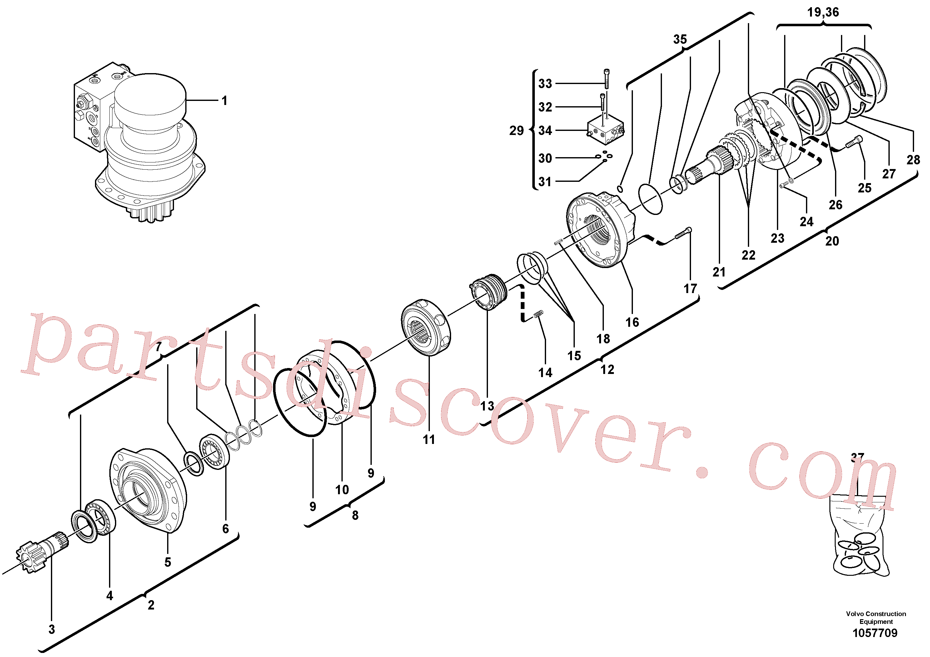 VOE11714981 for Volvo Slewing gear motor(1057709 assembly)