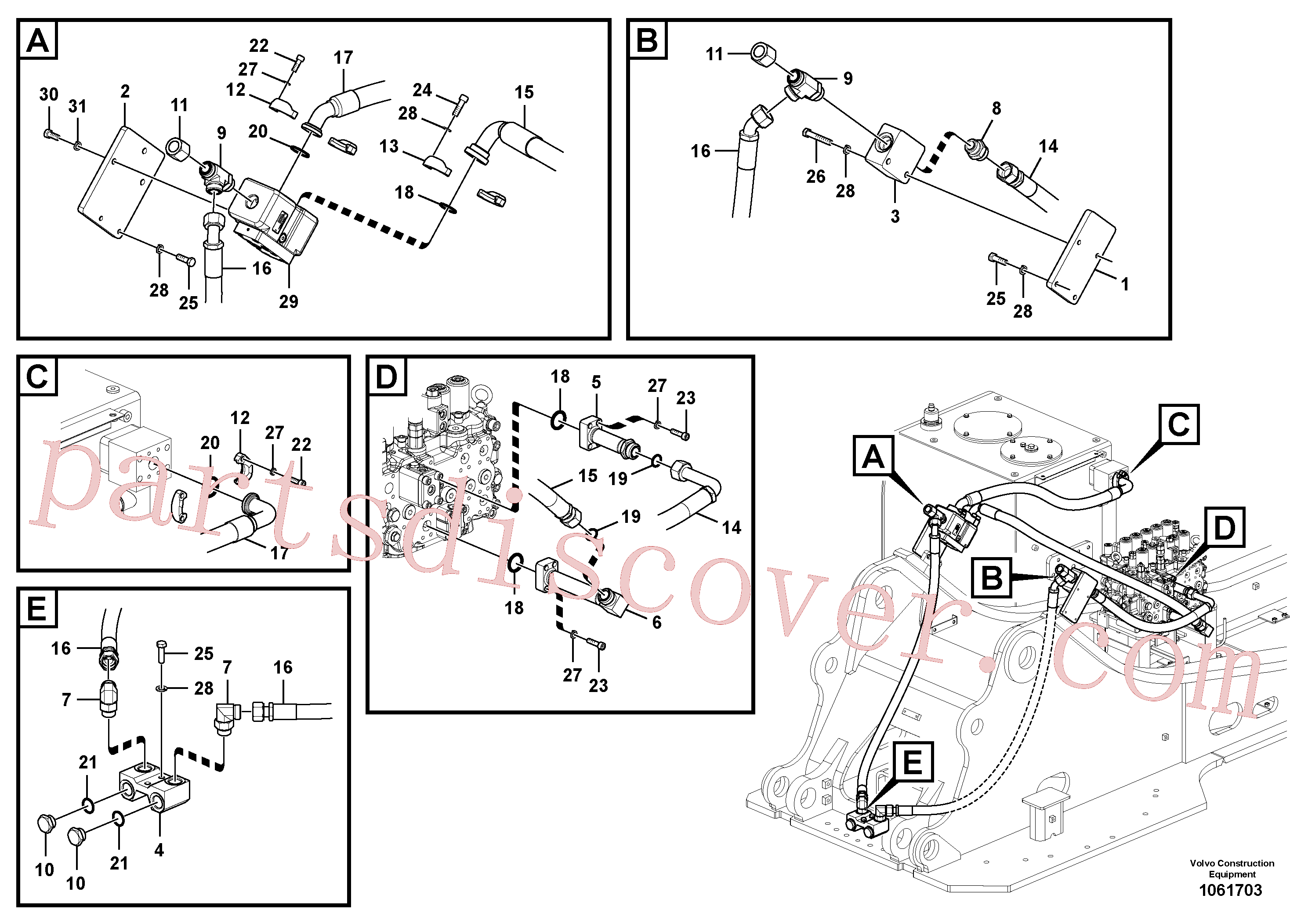 VOE14511107 for Volvo Working hydraulic, hammer and shear for upper(1061703 assembly)