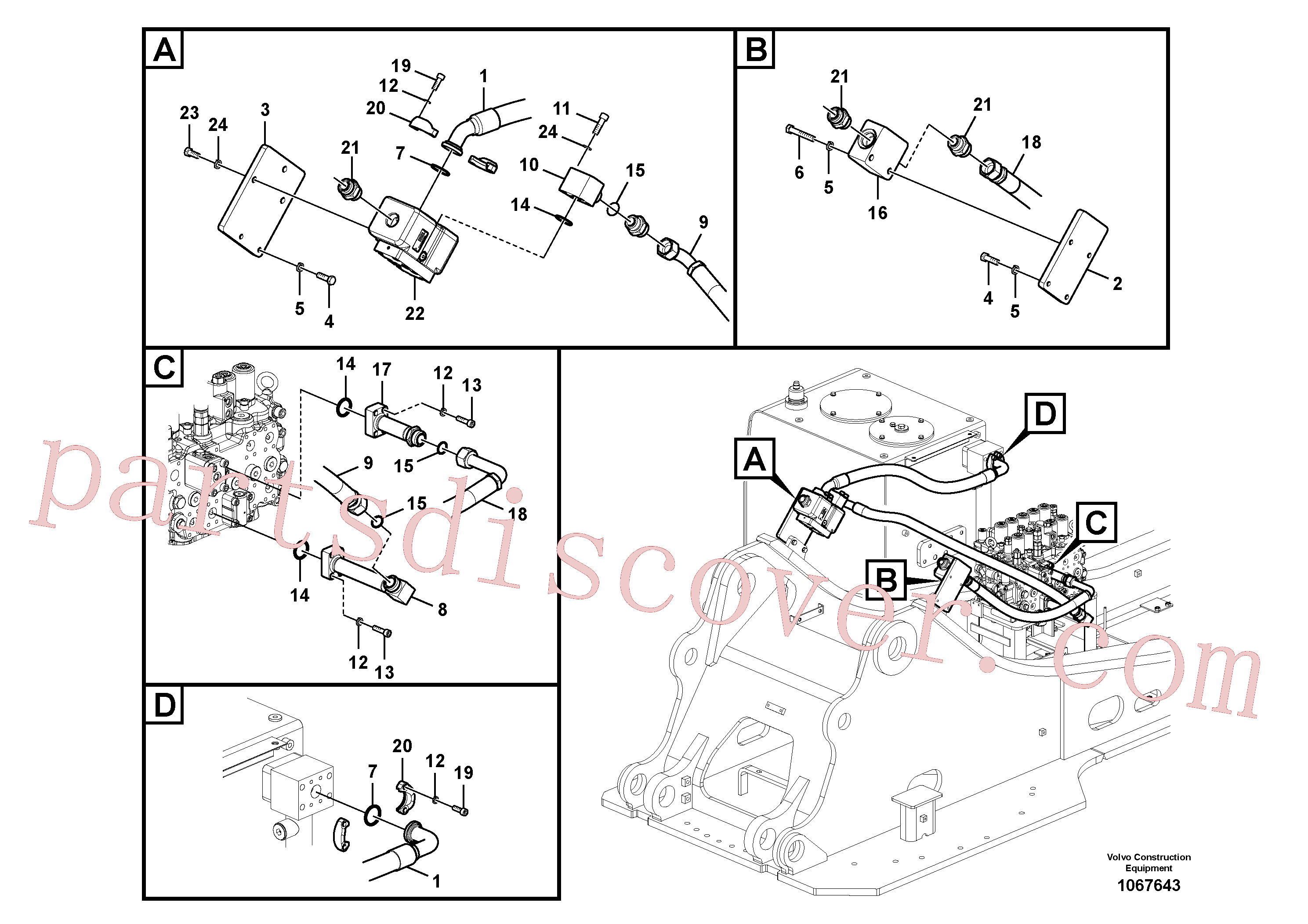 VOE14511107 for Volvo Working hydraulic, hammer and shear for upper(1067643 assembly)