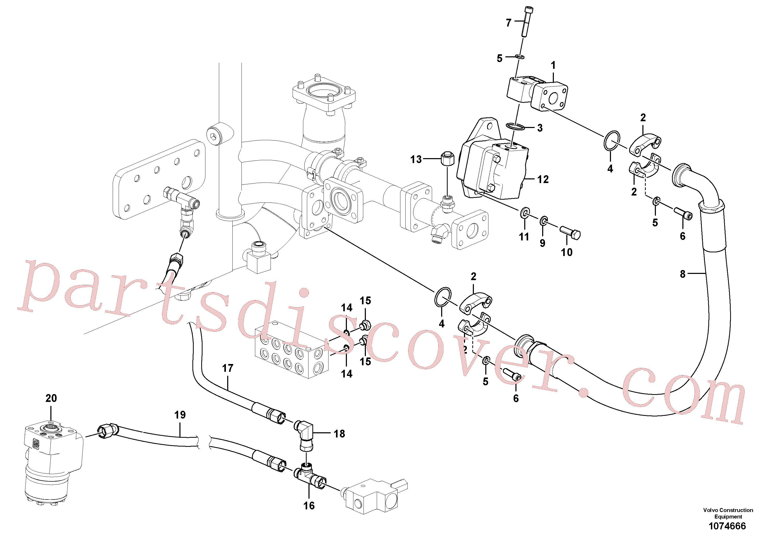 VOE937417 for Volvo Hydraulic system, hydraulic tank to hydraulic pump(1074666 assembly)