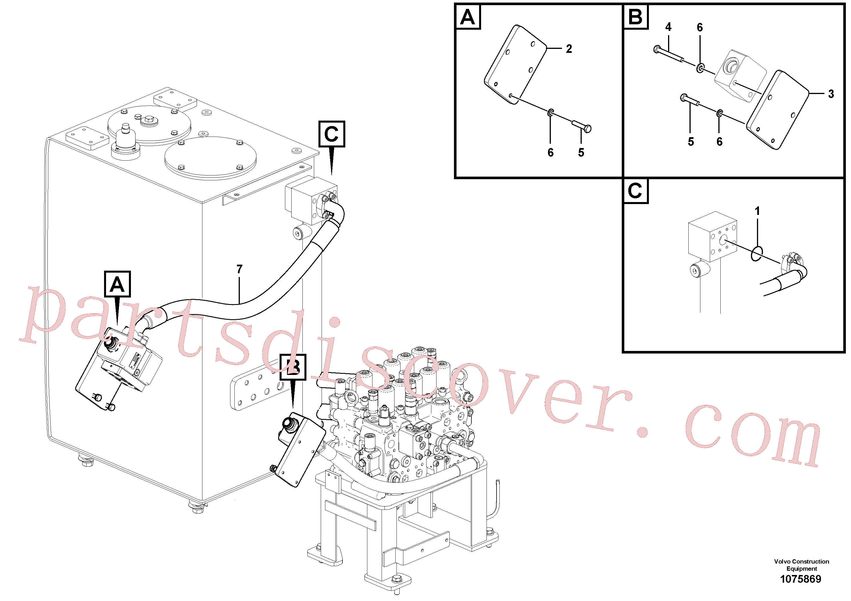 VOE14511107 for Volvo Working hydraulic, hammer and shear for upper(1075869 assembly)