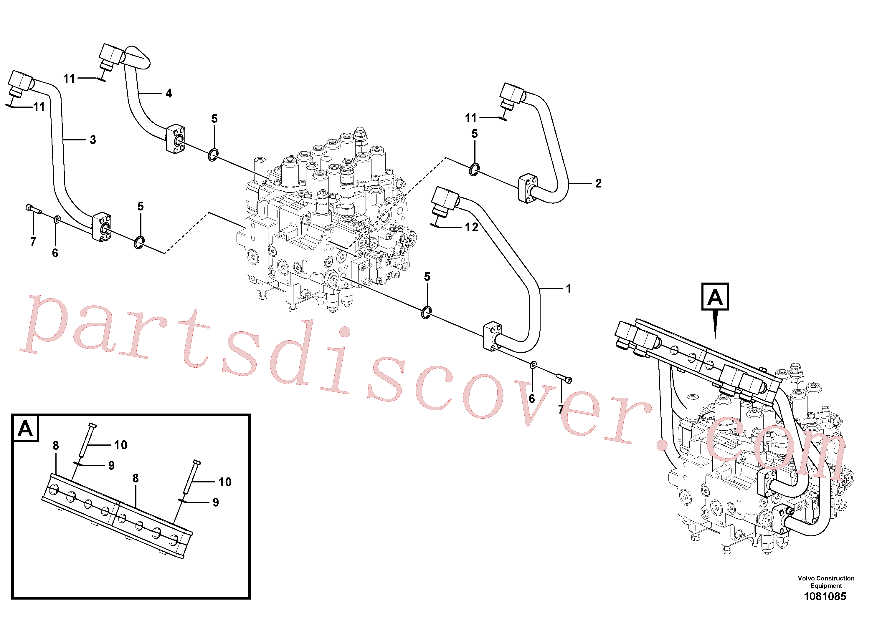 VOE983257 for Volvo Hydraulic system, control valve to boom and swing(1081085 assembly)