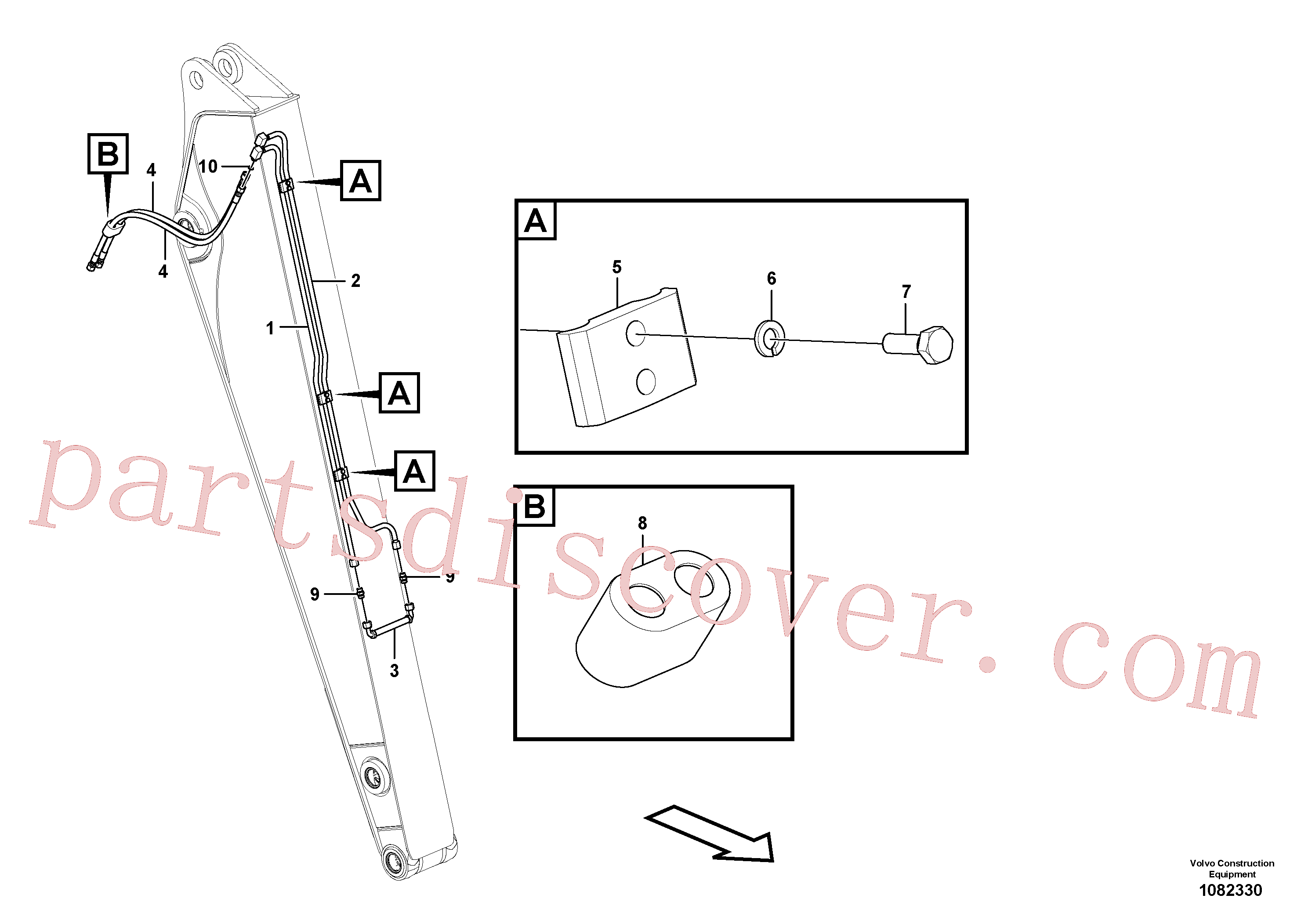 VOE14677409 for Volvo Working hydraulic, slope and rotator on dipper arm(1082330 assembly)