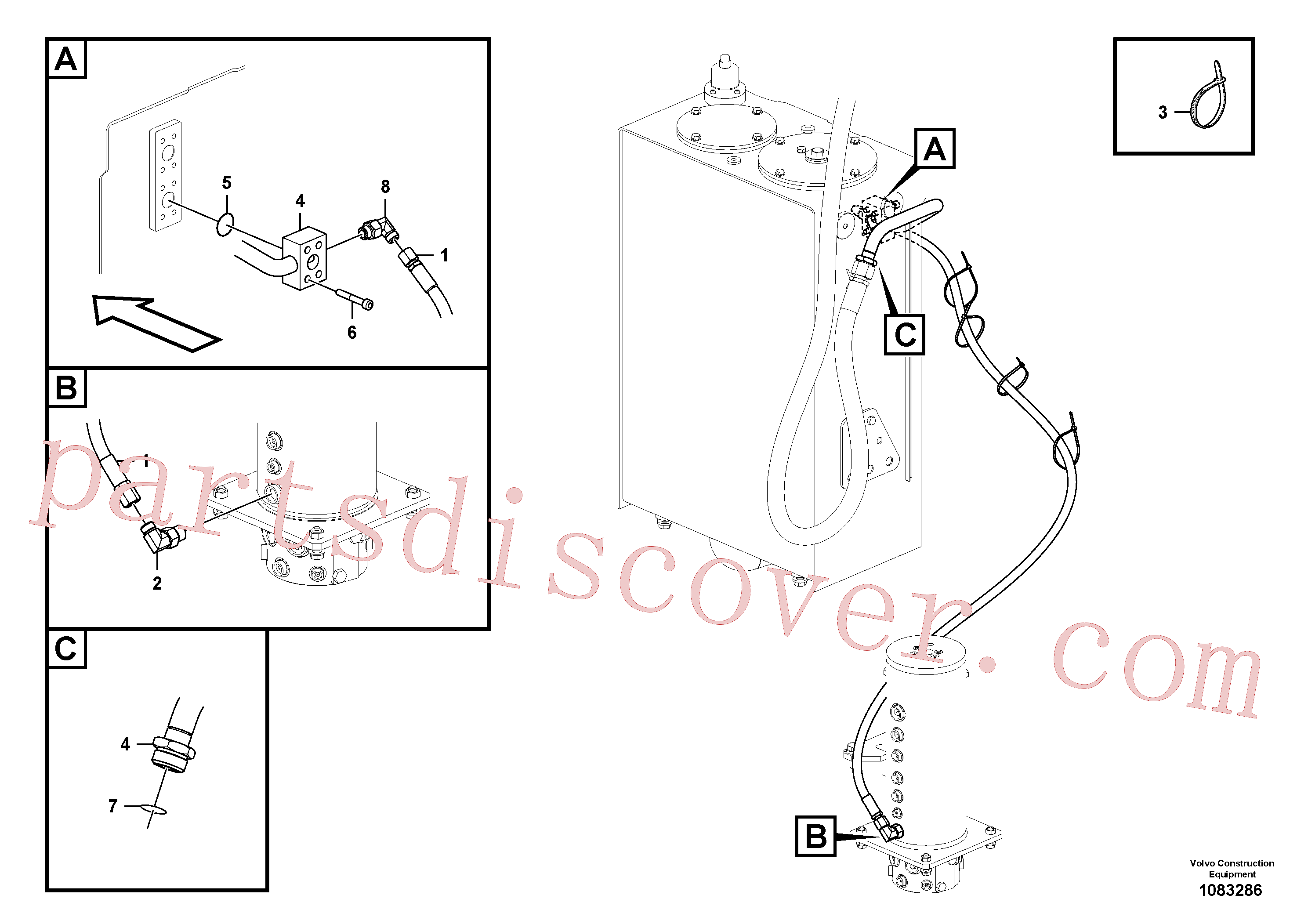VOE937417 for Volvo Hydraulic Piping(1083286 assembly)