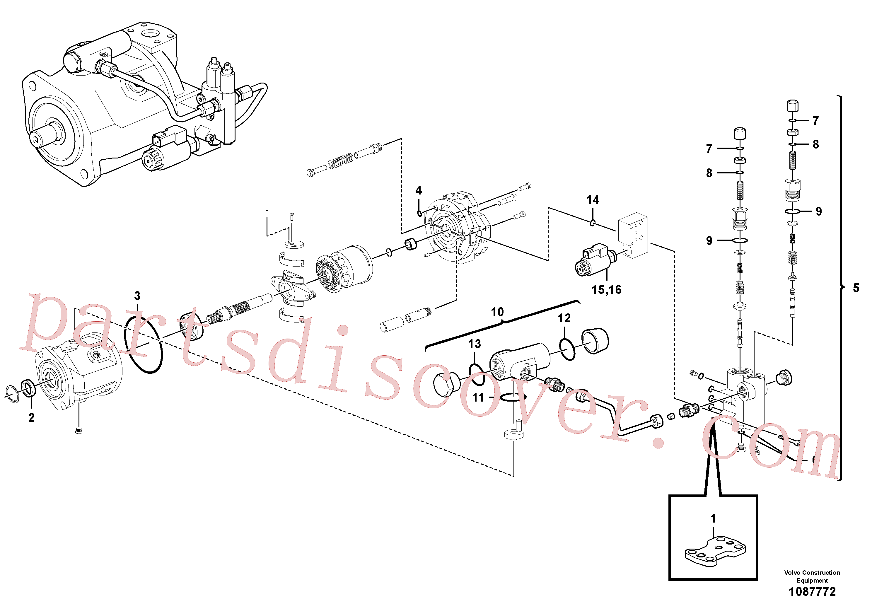 VOE17204029 for Volvo Hydraulic pump(1087772 assembly)