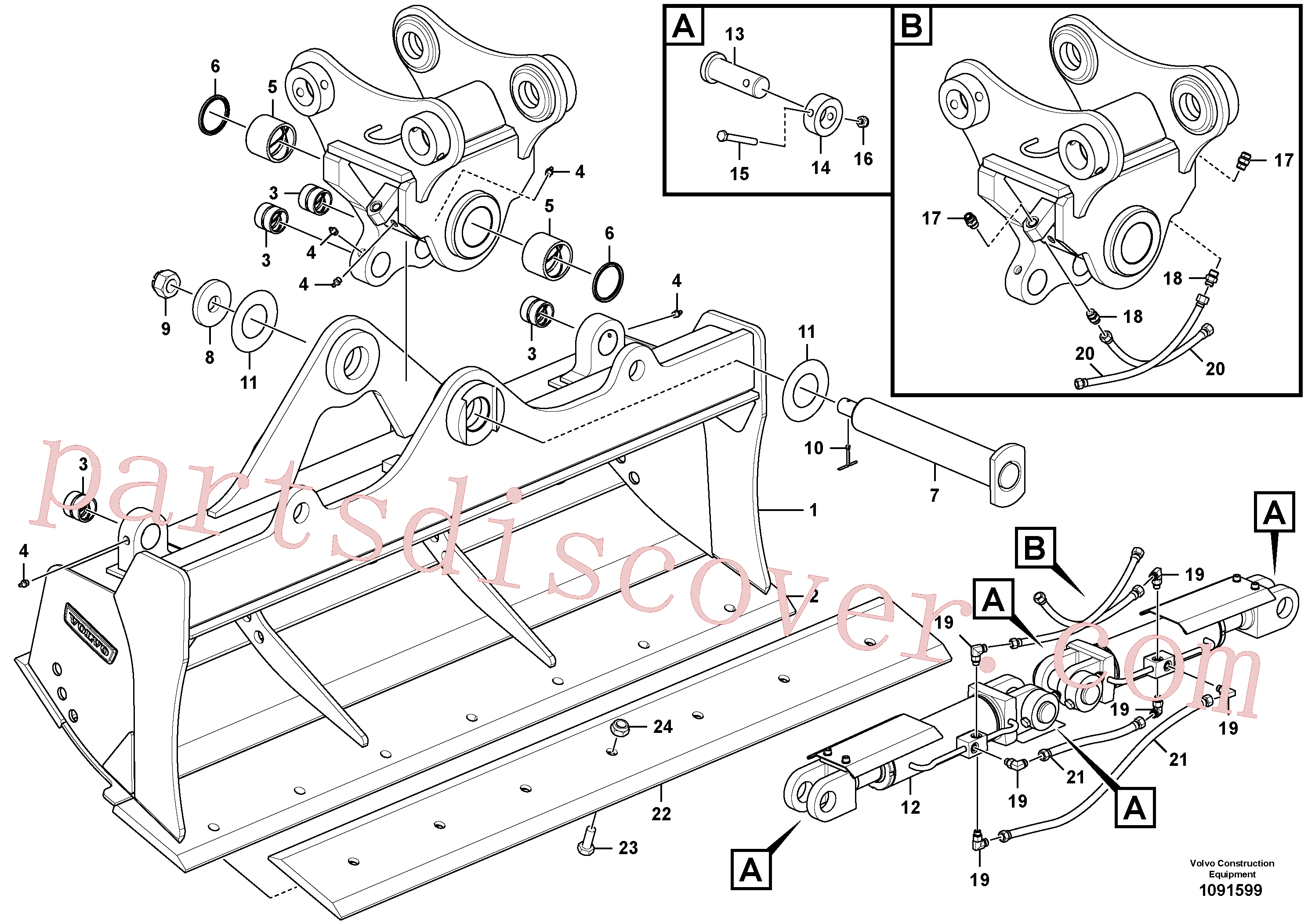 VOE60110023 for Volvo Ditch cleaning bucket for direct fitting(1091599 assembly)