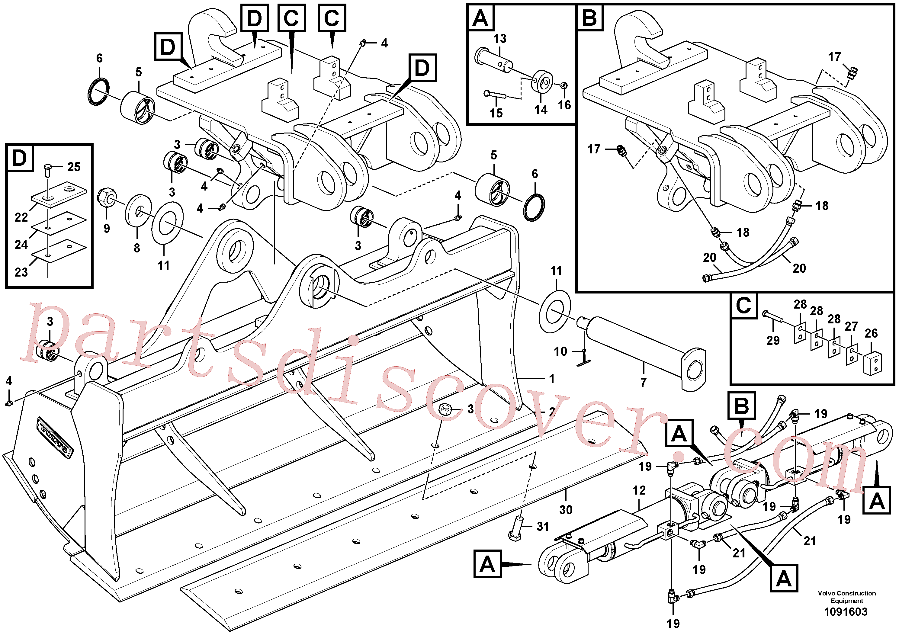 VOE60110023 for Volvo Ditch cleaning bucket for quickfit(1091603 assembly)