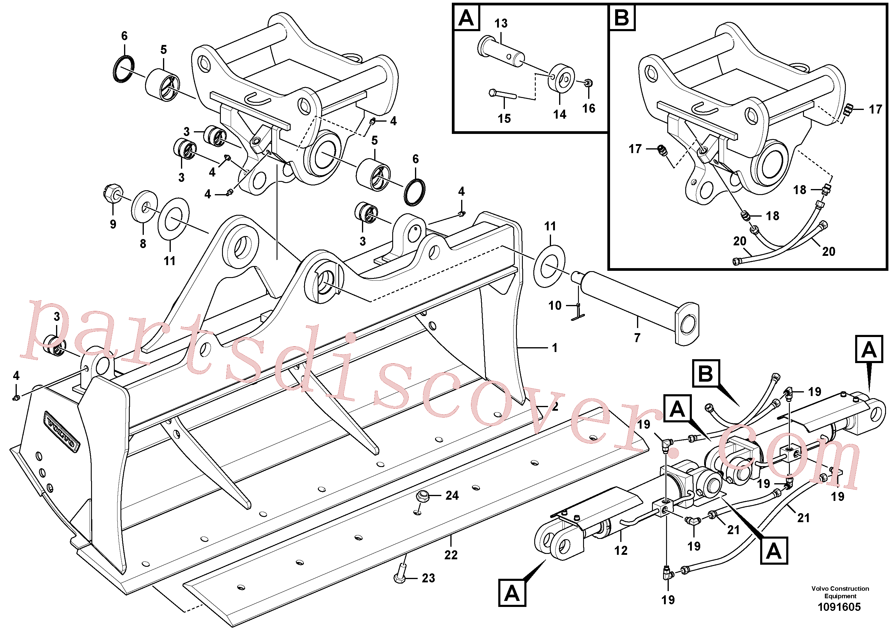 VOE60110023 for Volvo Ditch cleaning bucket for quickfit, Ditch cleaning bucket for direct fitting(1091605 assembly)