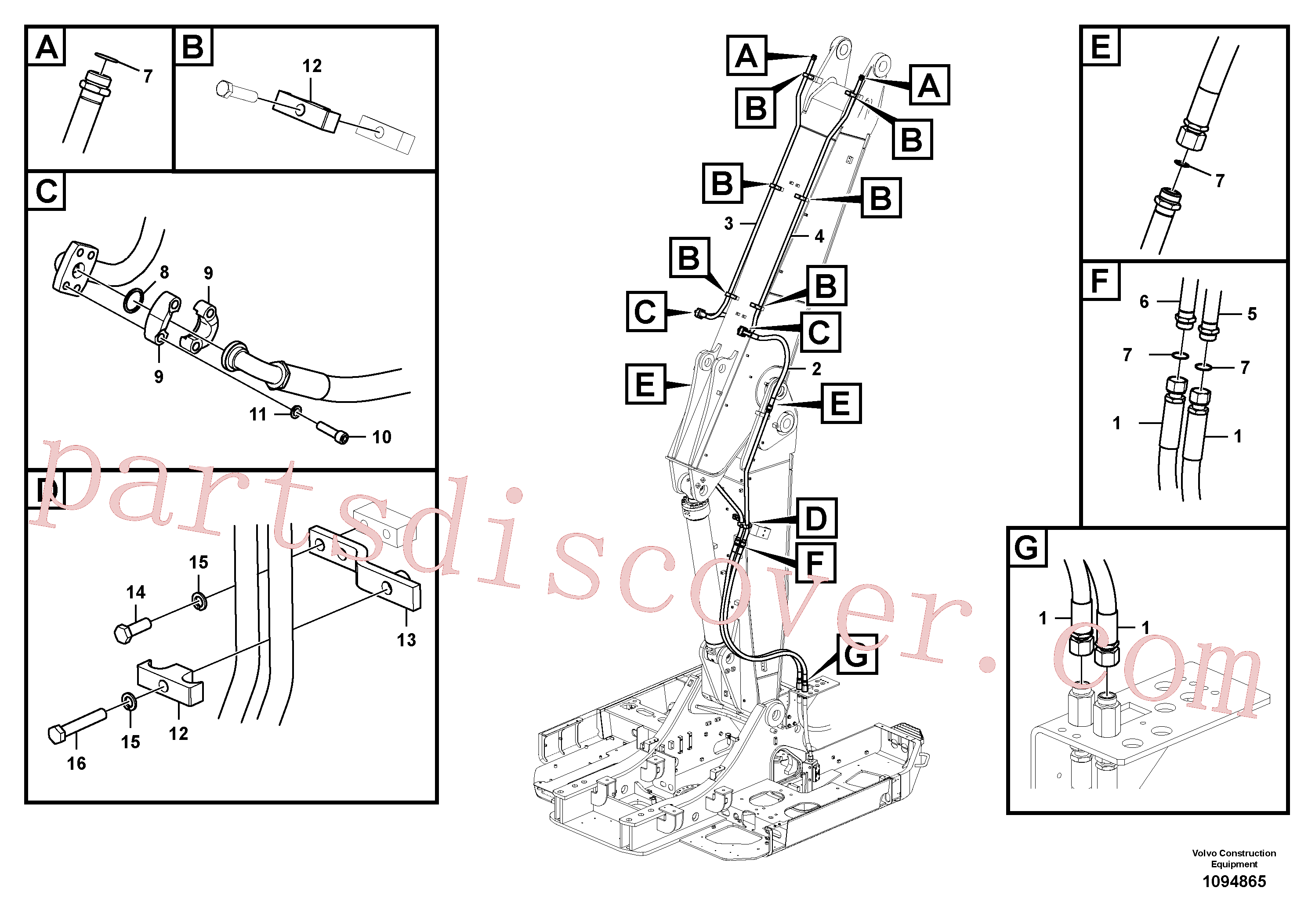VOE14592960 for Volvo Working hydraulic, hammer and shear for boom(1094865 assembly)