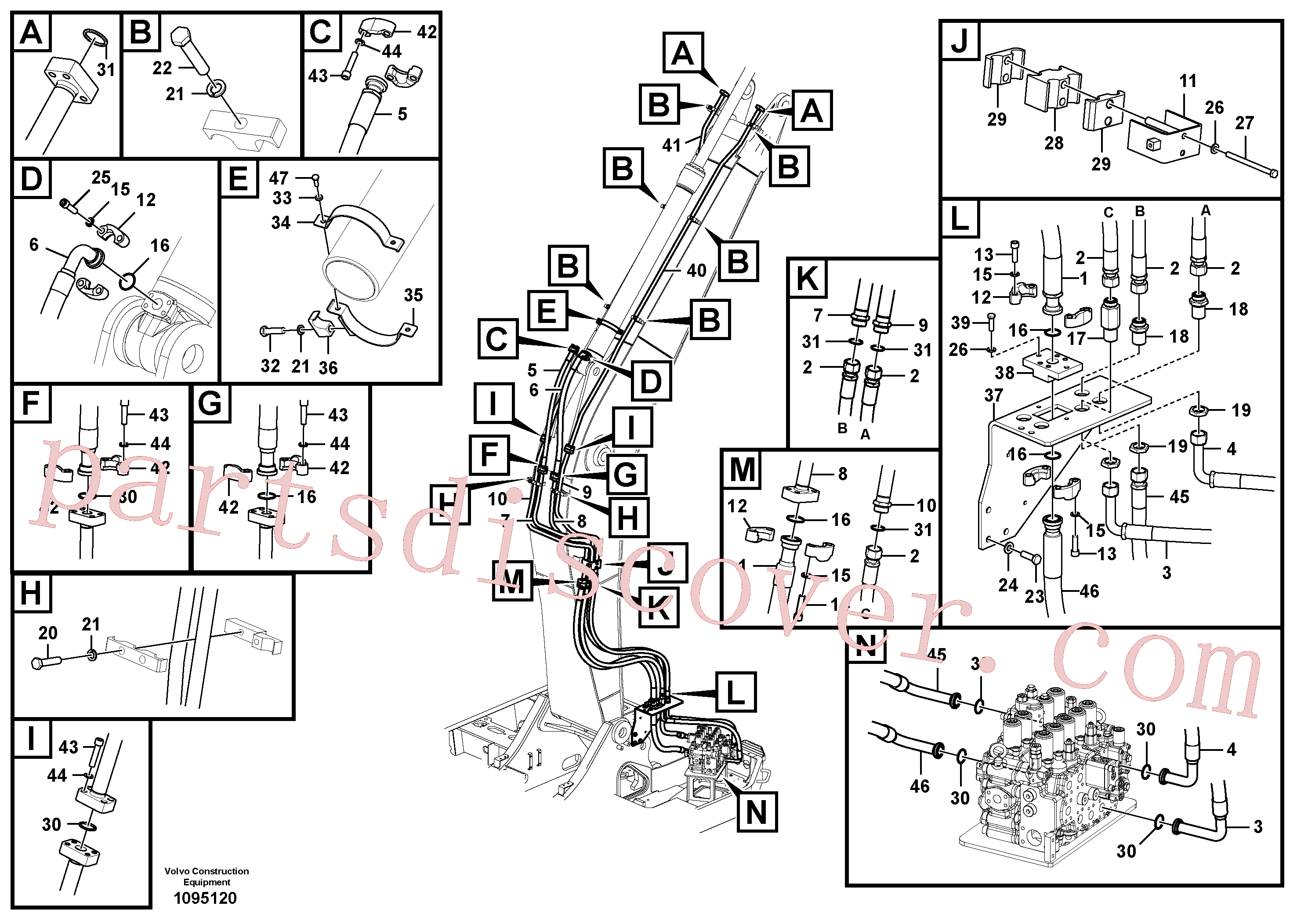 VOE14659145 for Volvo Working hydraulic, dipper arm cylinder on boom.(1095120 assembly)