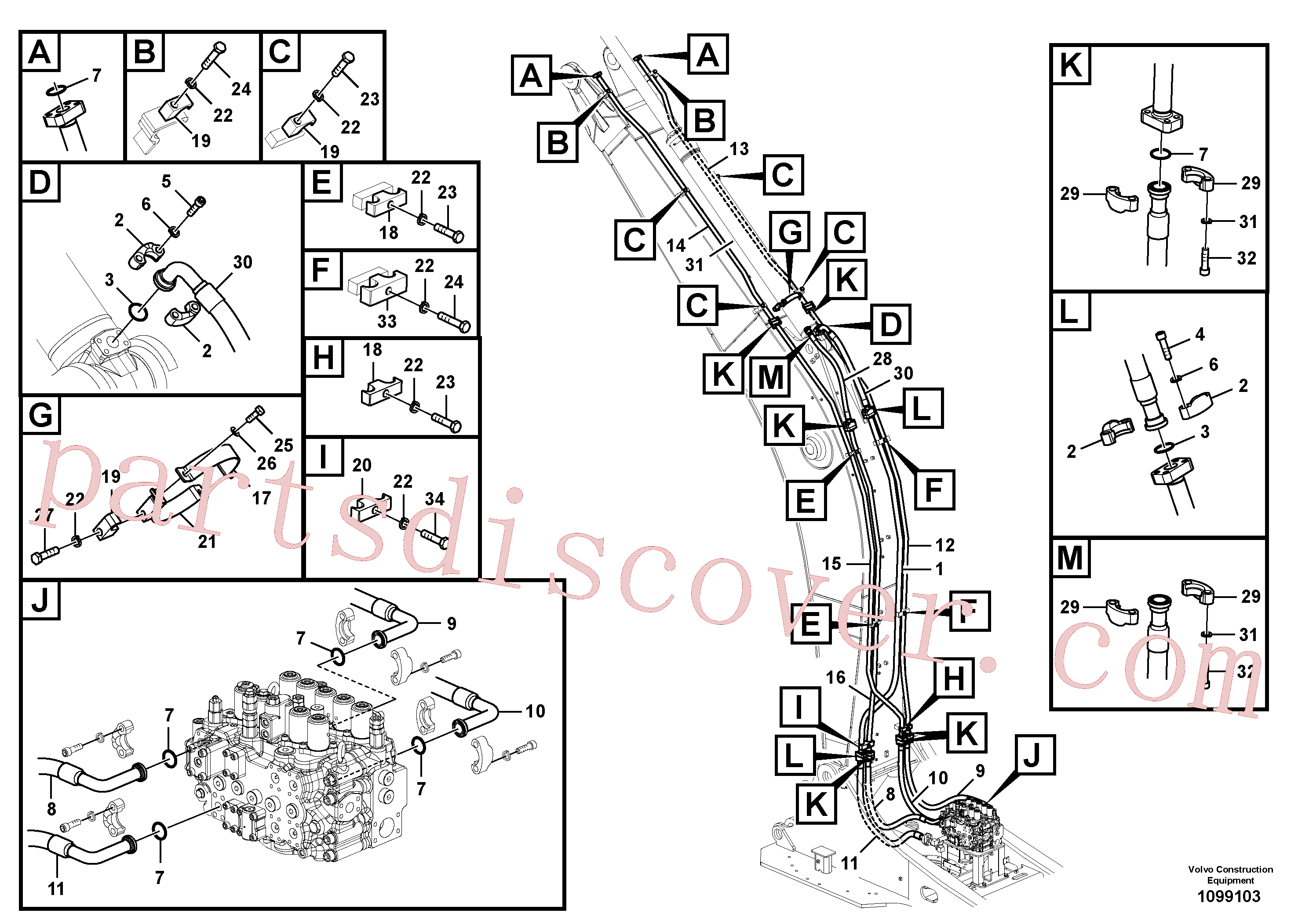 VOE14659145 for Volvo Working hydraulic, dipper arm cylinder on boom.(1099103 assembly)
