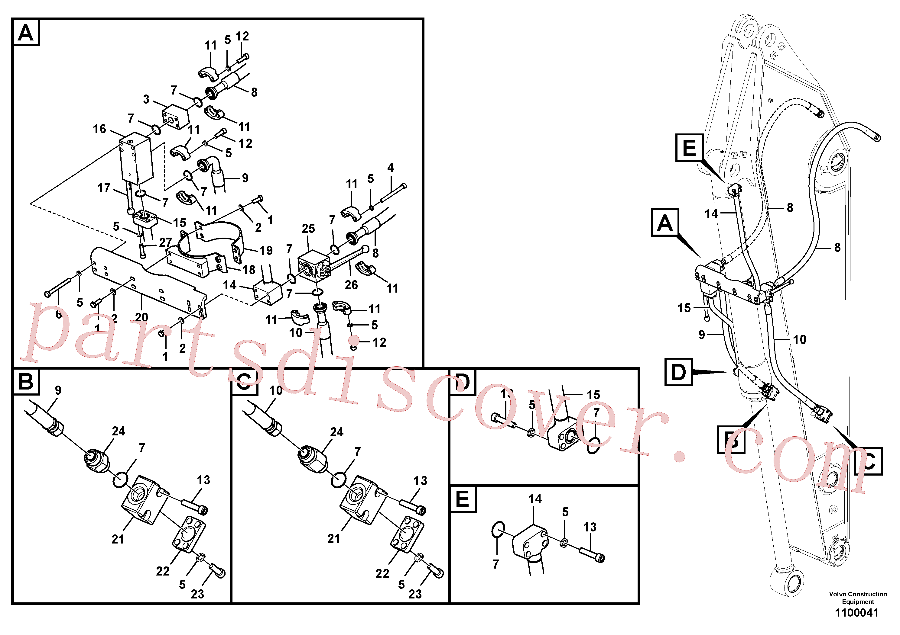 VOE14714011 for Volvo Working hydraulic, clamshell(1100041 assembly)
