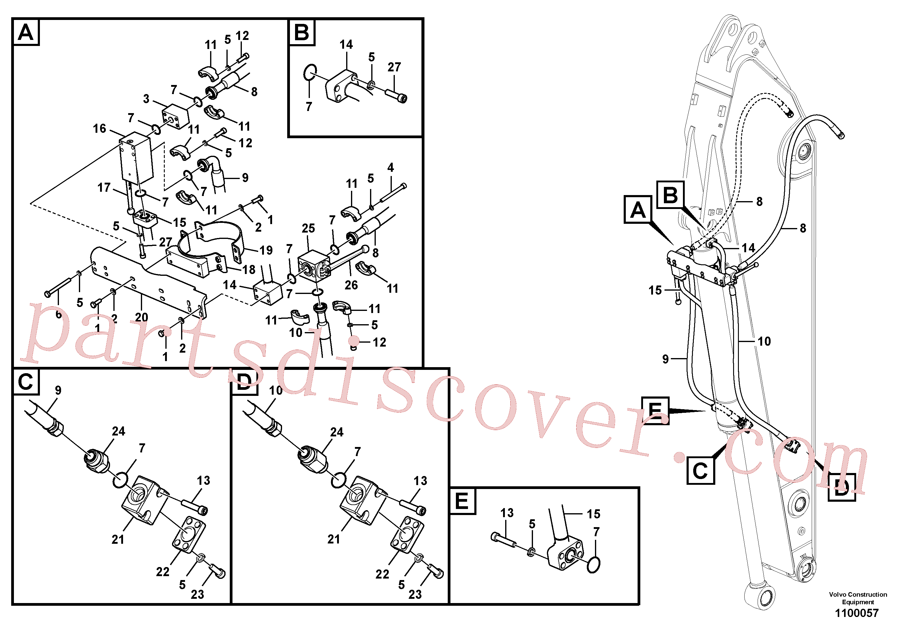 VOE14714011 for Volvo Working hydraulic, clamshell(1100057 assembly)