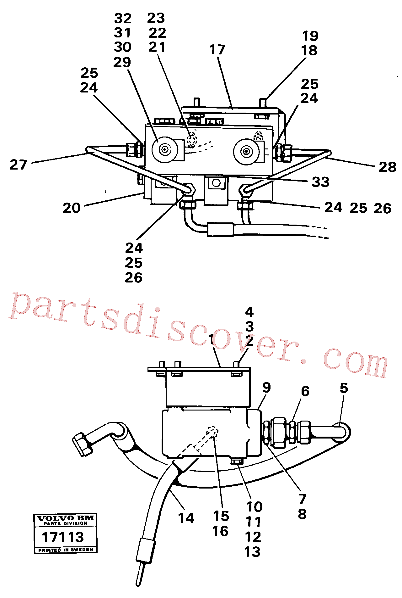 VOE13963958 for Volvo Valves with connections 99393 Tillv.nr 2224-(17113 assembly)