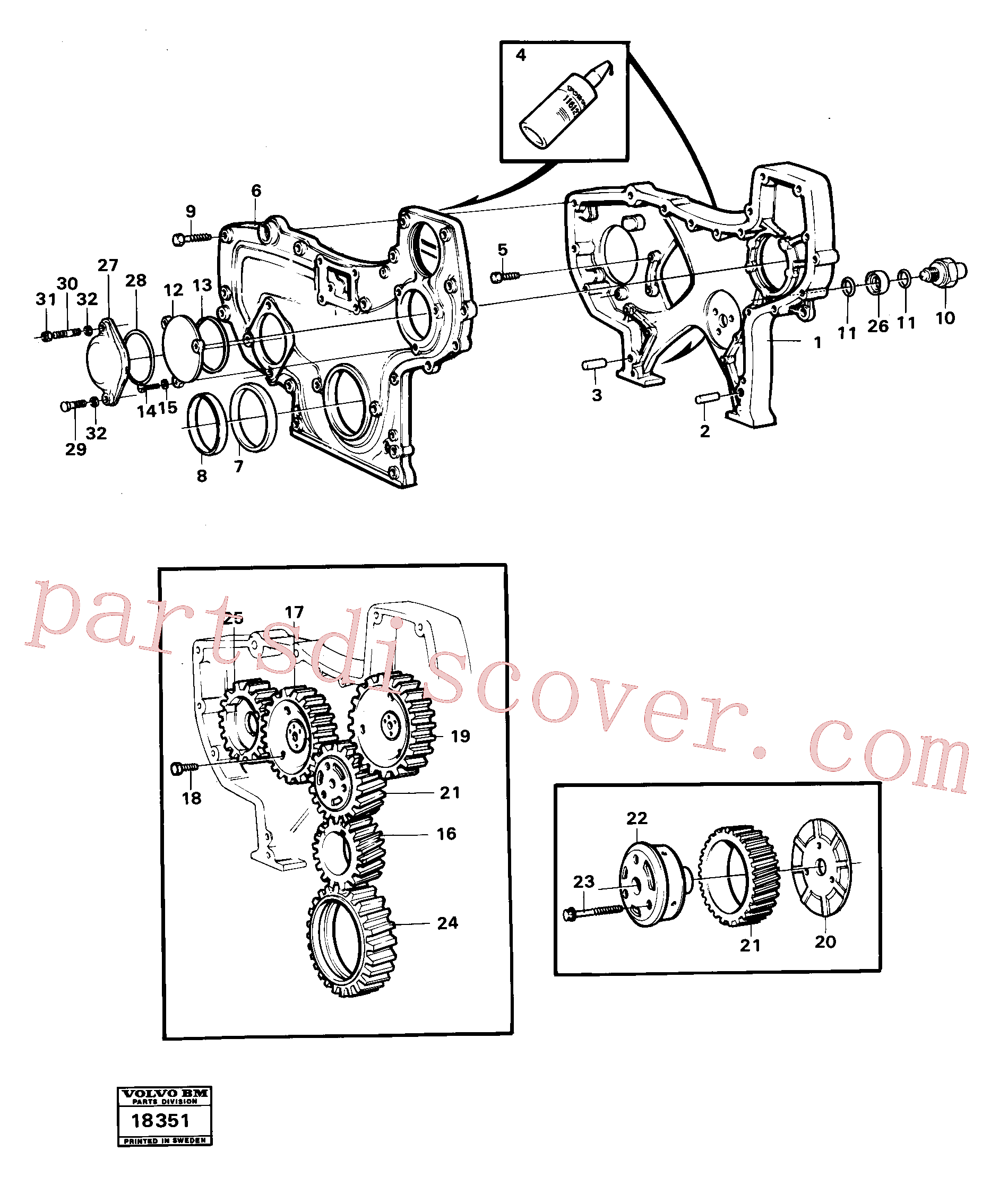 VOE60113101 for Volvo Tim.gear casing and gears(18351 assembly)