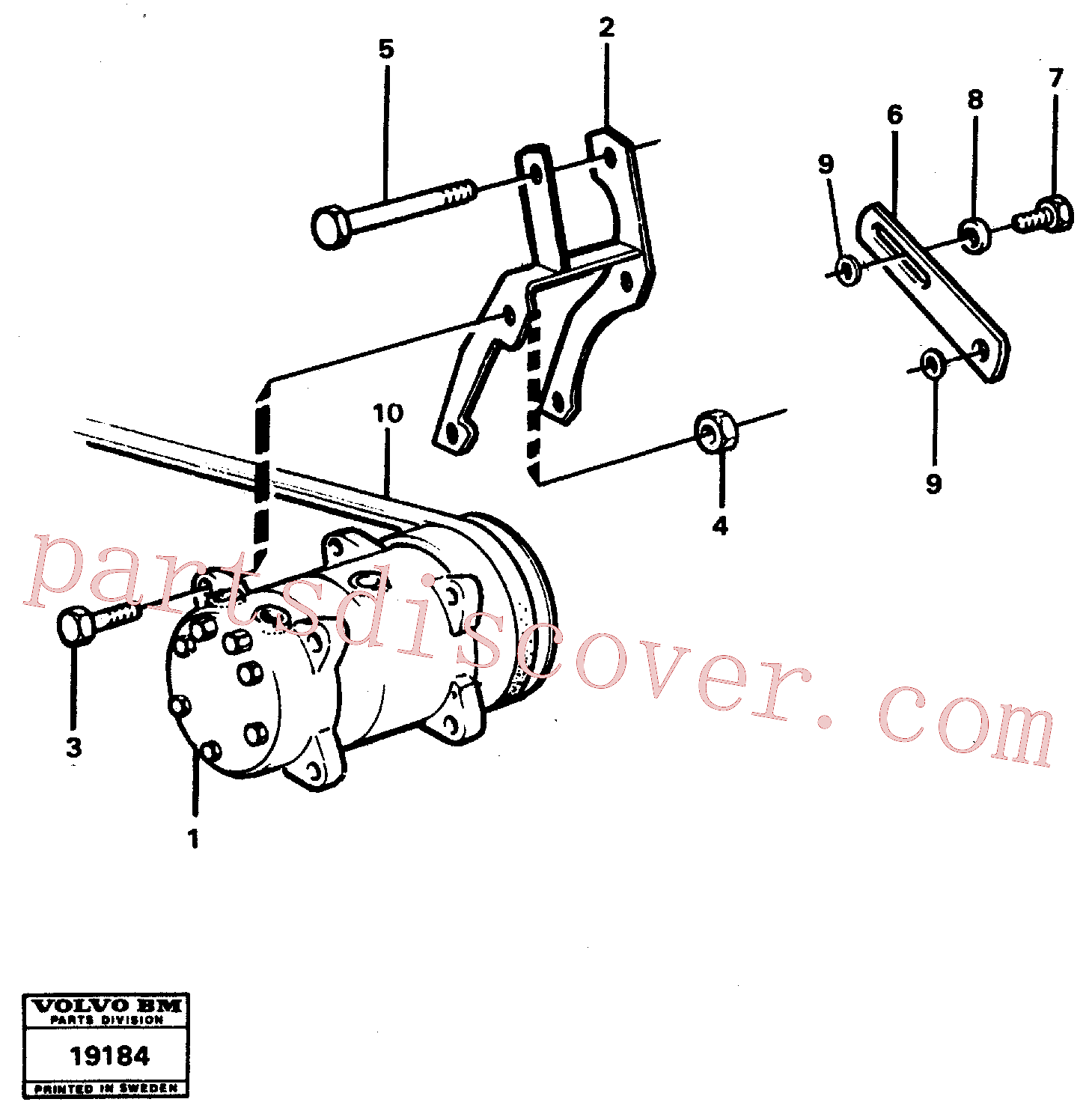 VOE955352 for Volvo Air compressor with fitting parts.(19184 assembly)