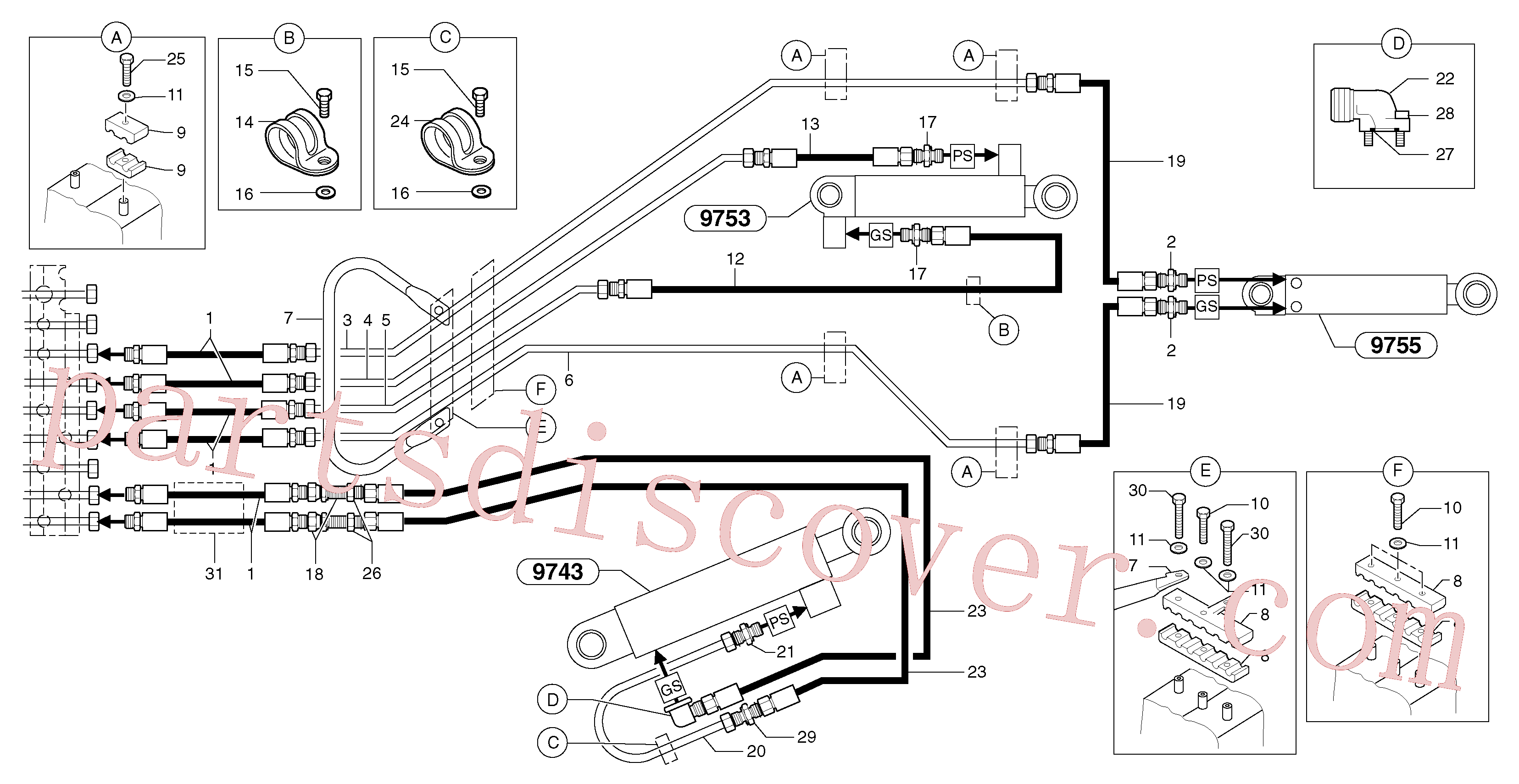 PJ4380046 for Volvo Hydr. circuit.( boom / dipper arm / bucket )(9164HY3 assembly)