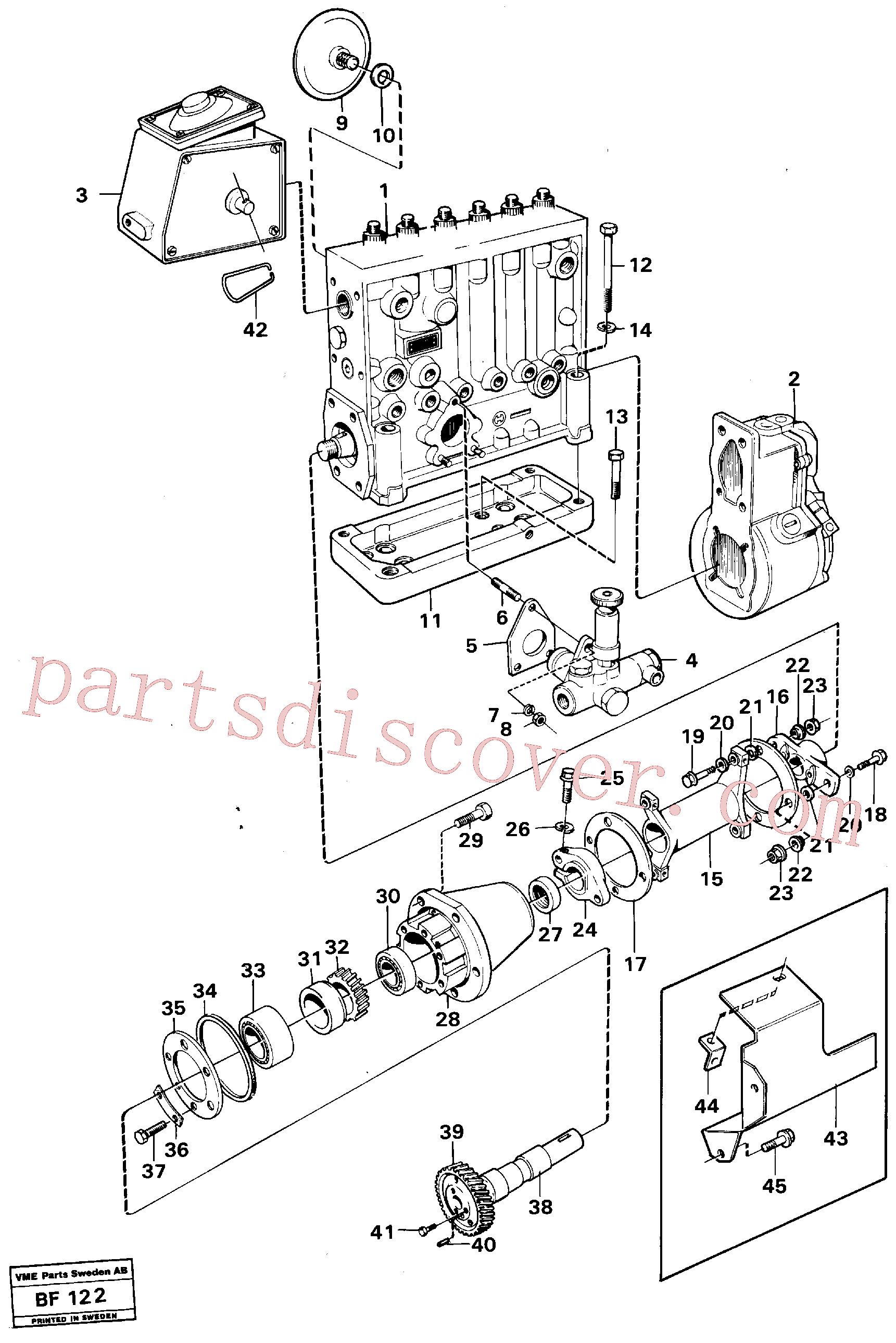 VOE963245 for Volvo Fuel injection pump with fitting parts(BF122 assembly)