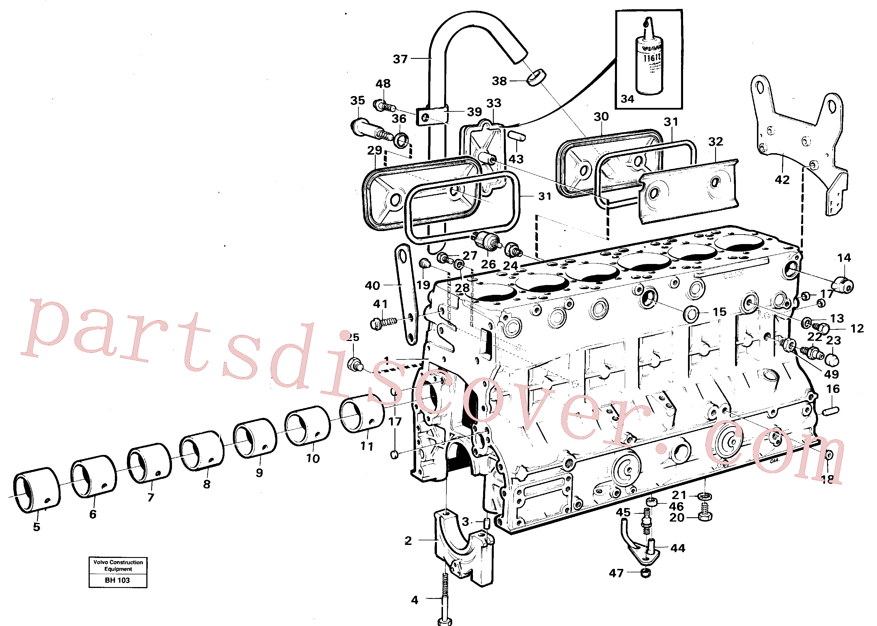 VOE947629 for Volvo Cylinder block(BH103 assembly)