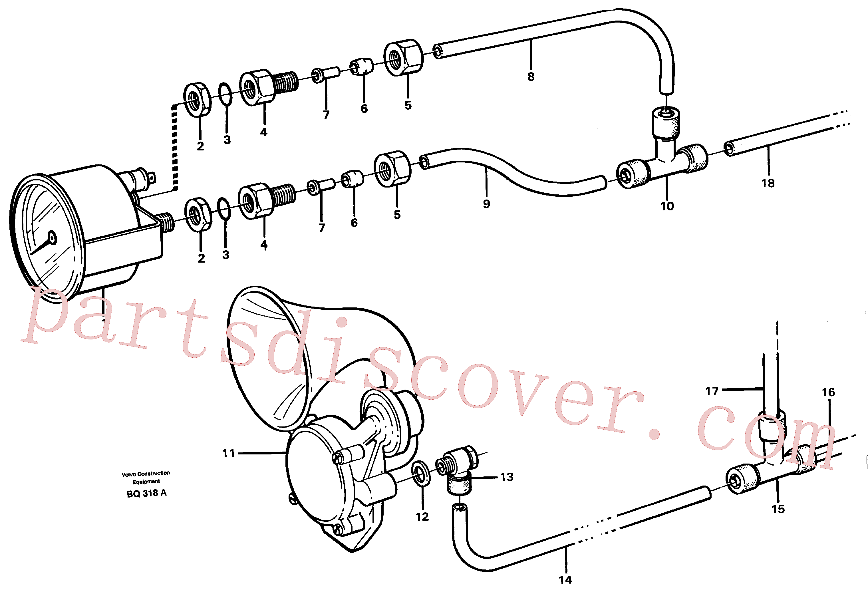VOE957178 for Volvo Pneumatic system, pneumatic pressure gauge and horn(BQ318A assembly)