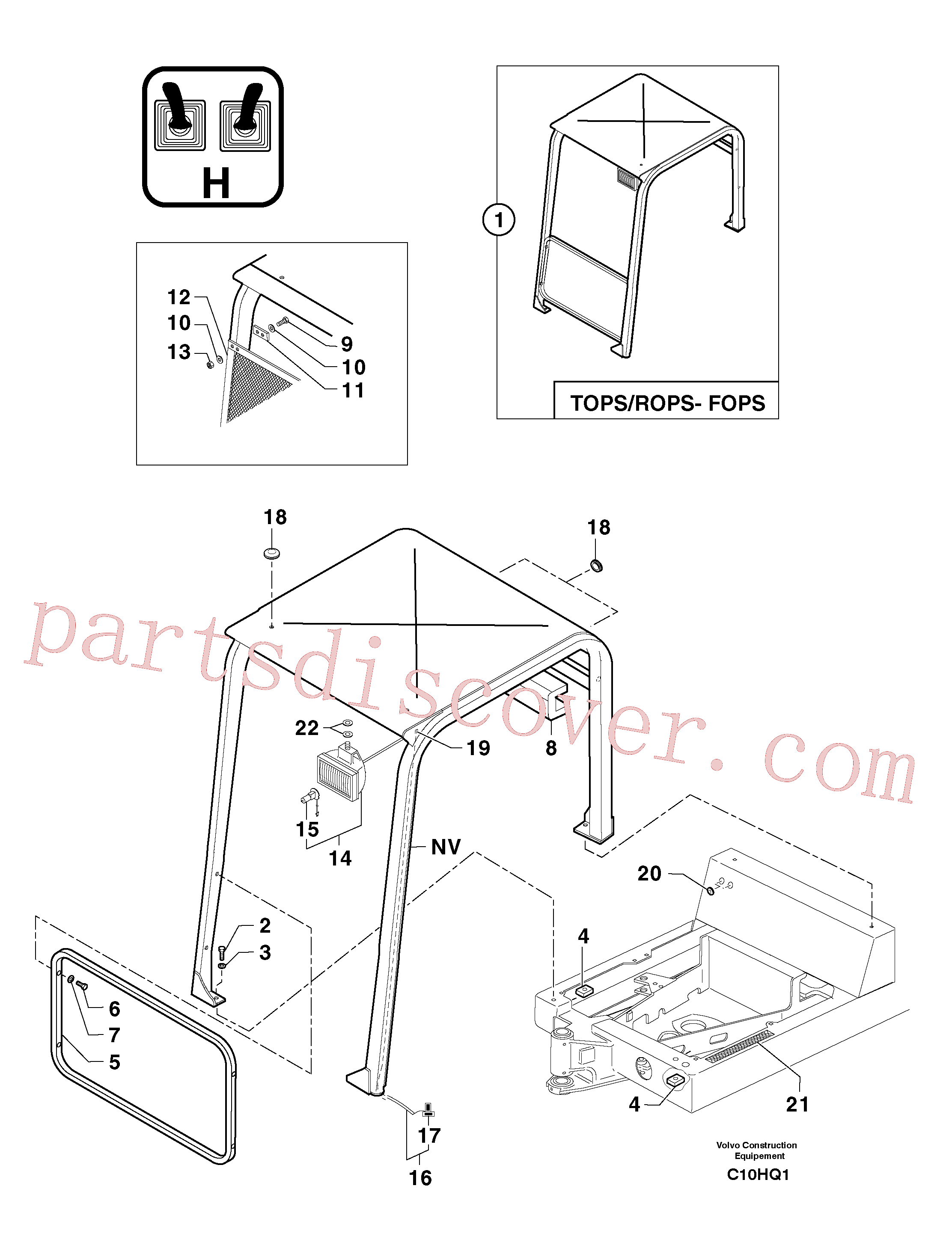 PJ4380046 for Volvo Canopy / protective grating(C10HQ1 assembly)