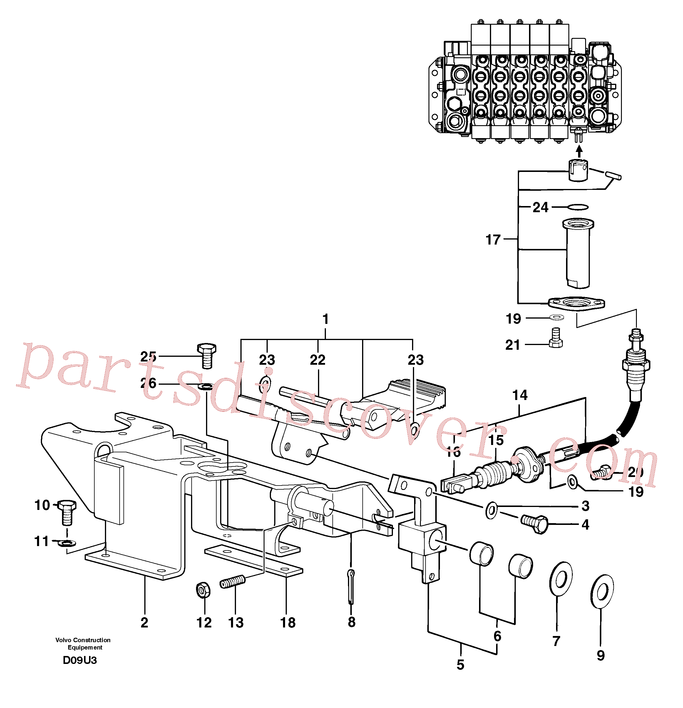 PJ7416654 for Volvo Control pedal : accessories on attachment - 90 l/m(D09U3 assembly)