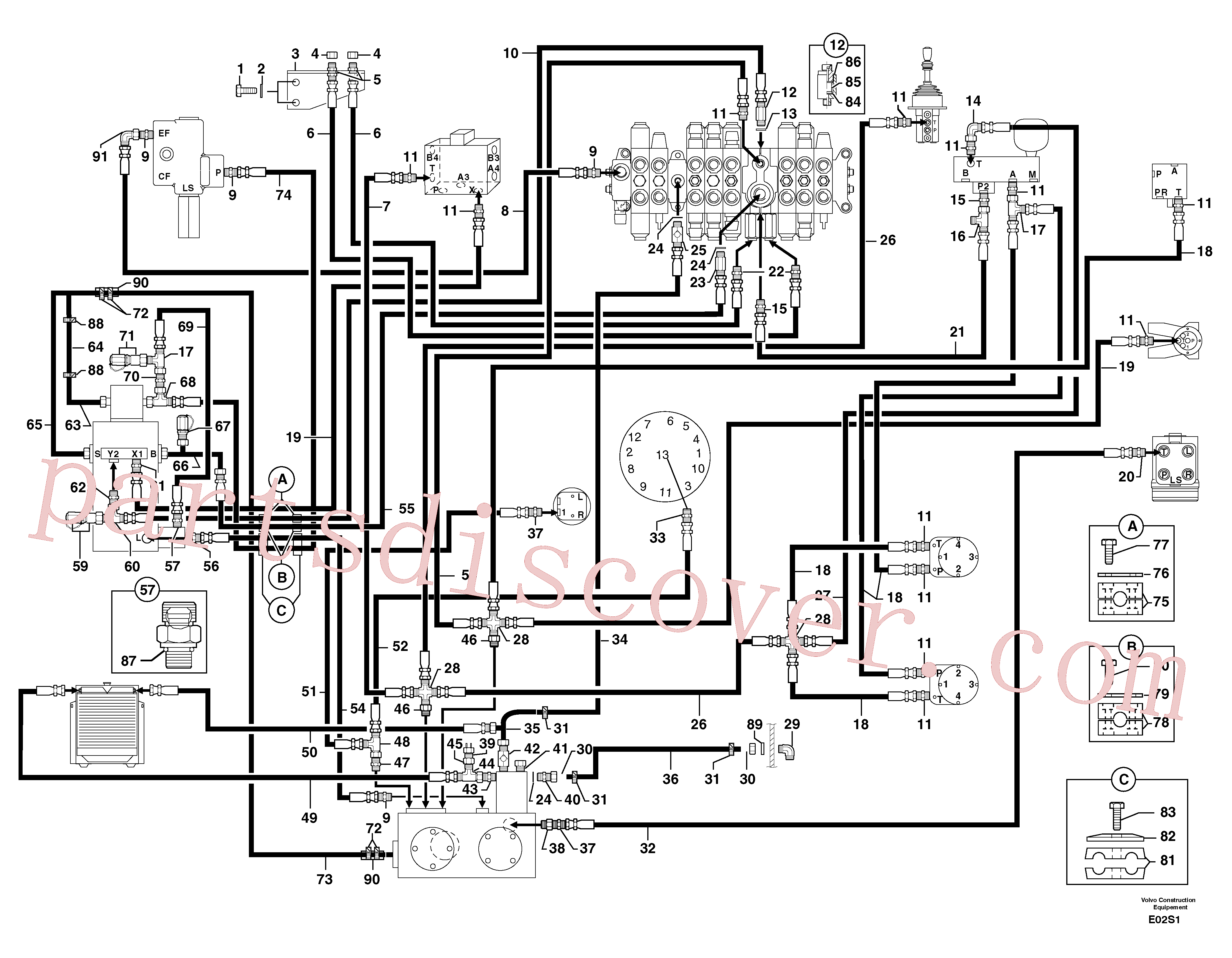 PJ4690070 for Volvo Attachments supply and return circuit(E02S1 assembly)